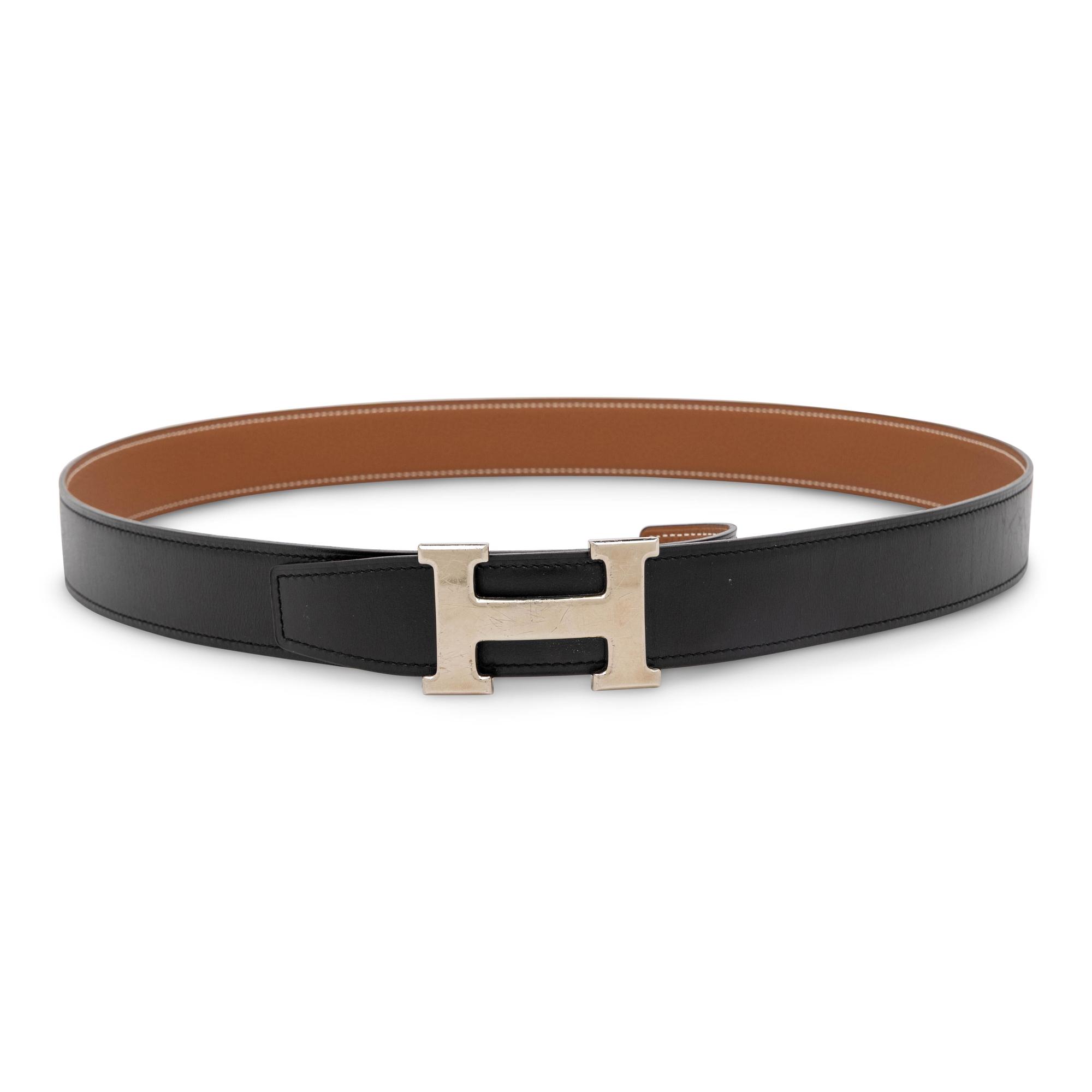 Hermès, Constance Belt in Reversible Black/Brown Leather