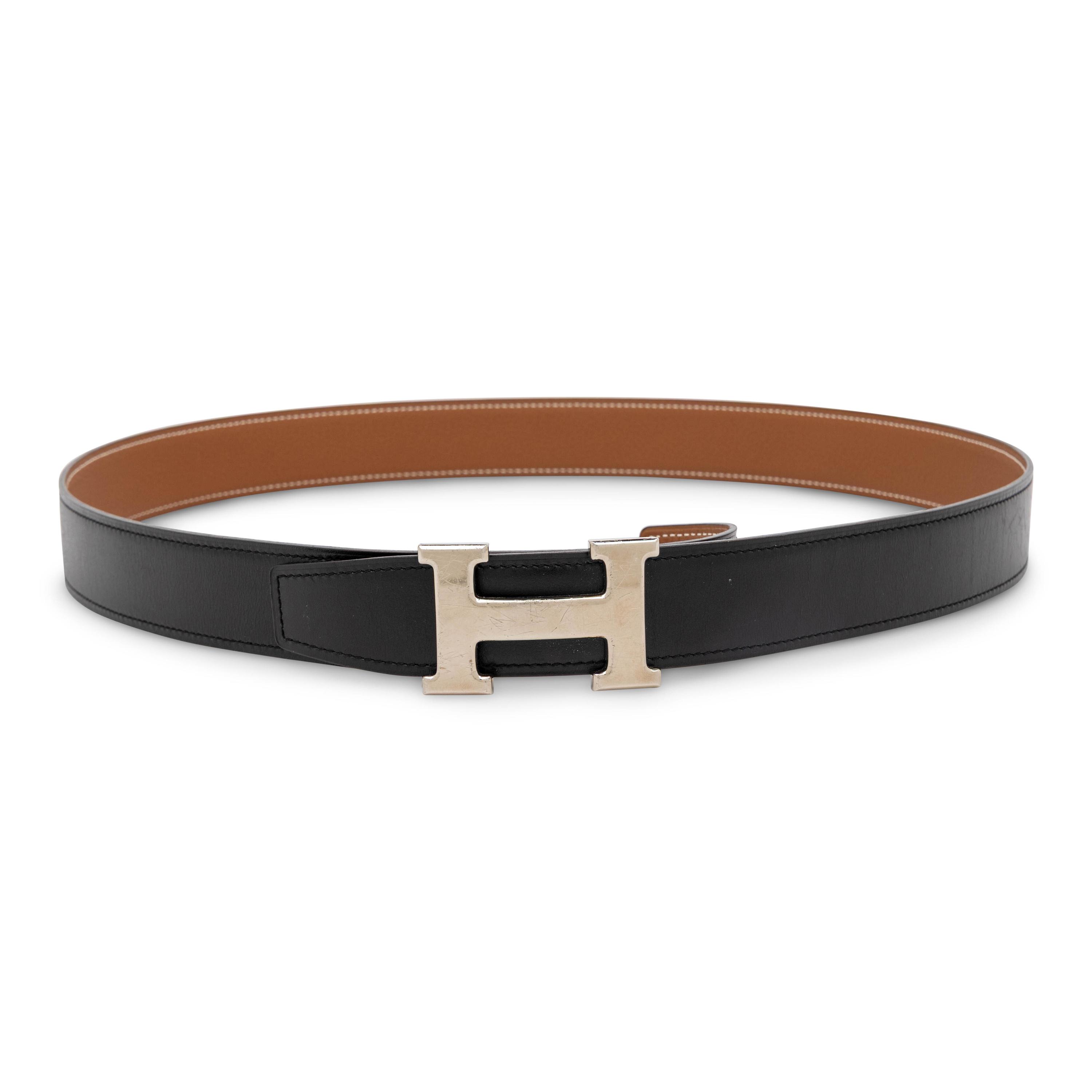 Hermès, Constance Belt in Reversible Black/Brown Leather