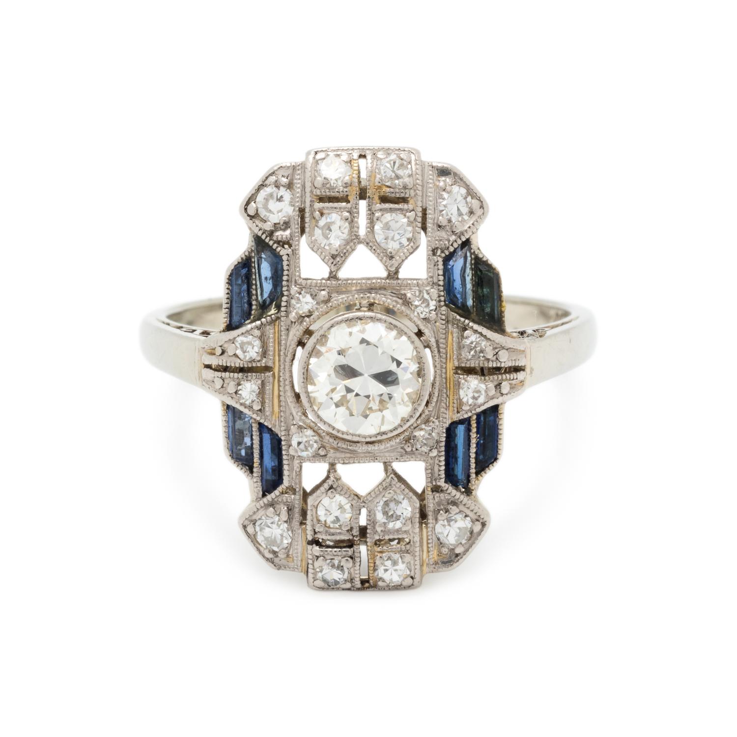 DIAMOND AND SYNTHETIC SAPPHIRE RING
