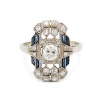 DIAMOND AND SYNTHETIC SAPPHIRE RING