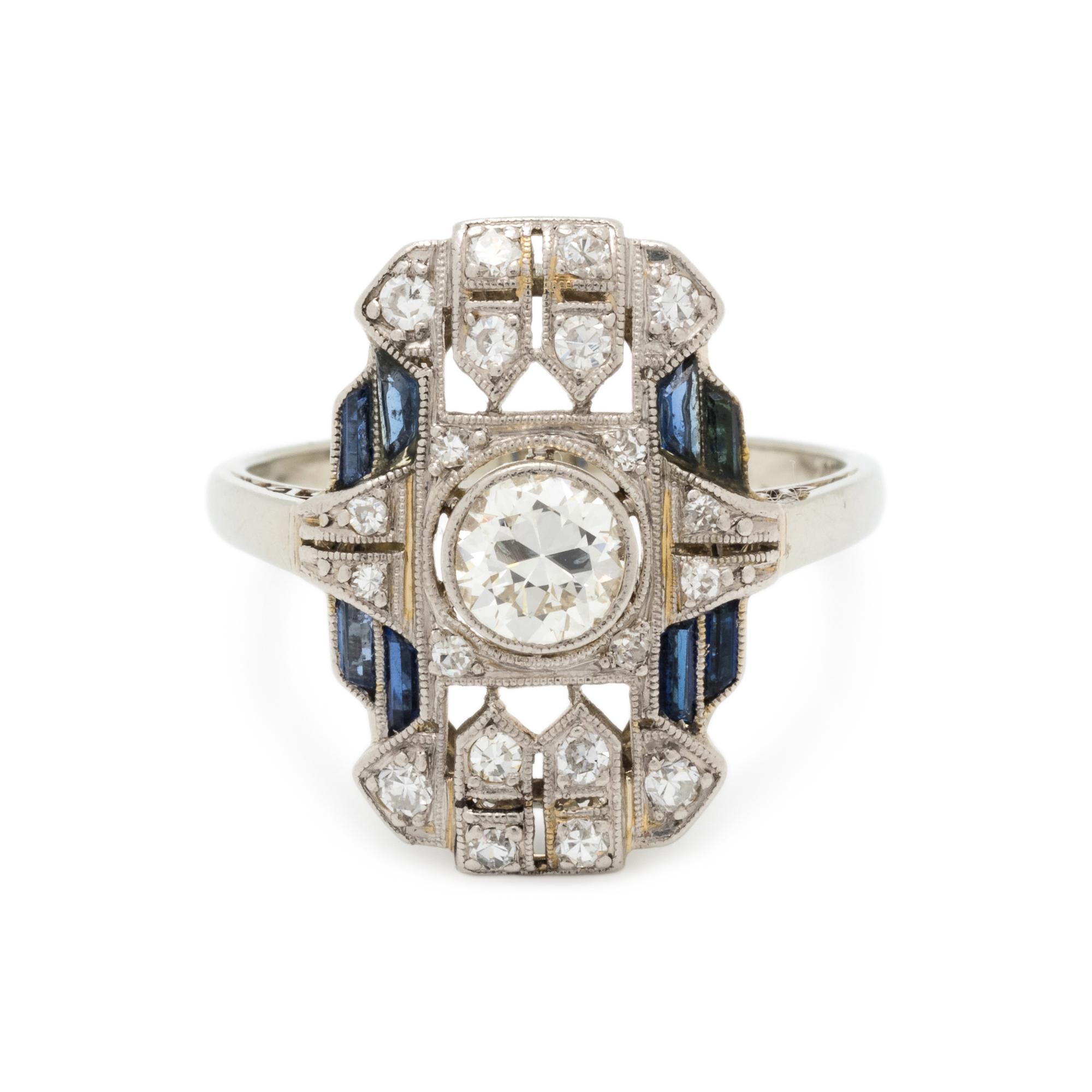 DIAMOND AND SYNTHETIC SAPPHIRE RING