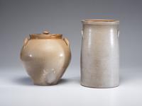 Two Cobalt Decorated Stoneware Vessels