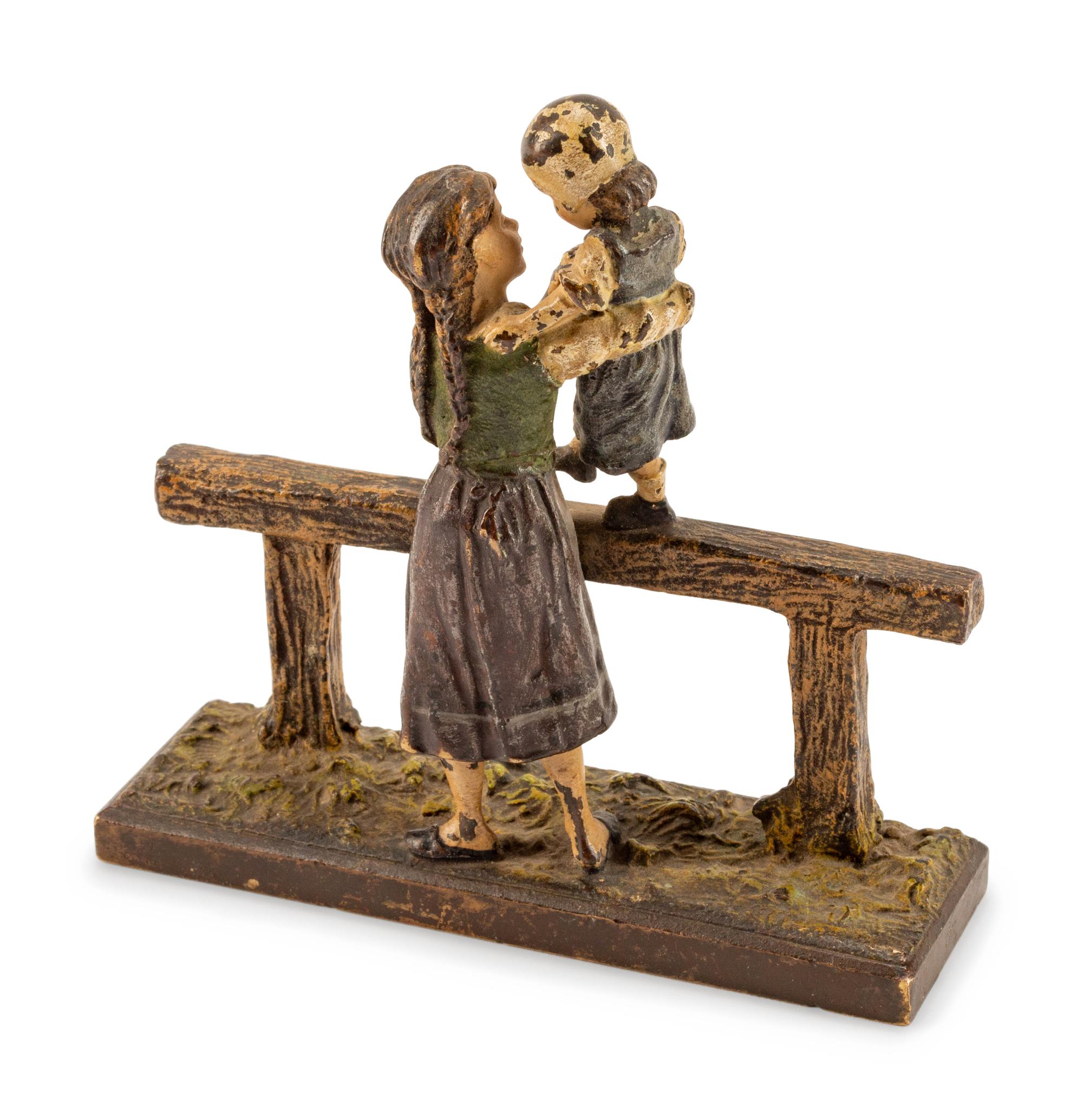 An Austrian Cold-Painted Bronze Figure of a Woman and a Girl — CIRCA 1900