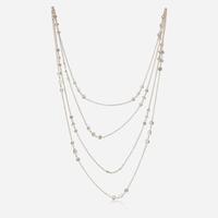 An 18K White Gold Diamond Long Station Chain