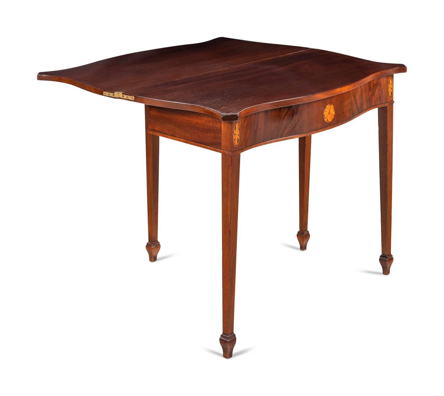 A Late Federal Inlaid Mahogany Serpentine Flip-Top Game Table