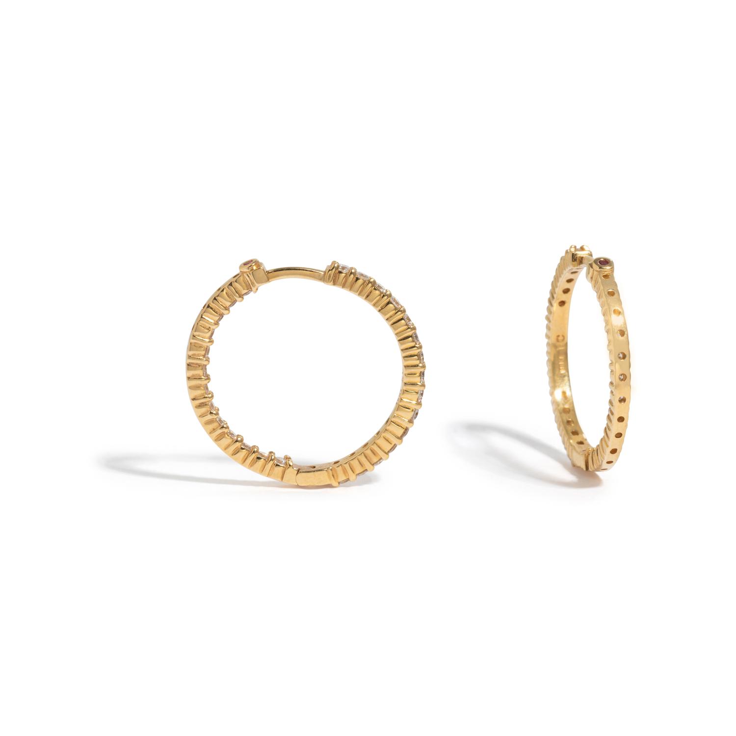 ROBERTO COIN, YELLOW GOLD 'PERFECT DIAMOND HOOP' EARRINGS