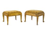 A Pair of Art Deco Giltwood Tabourets