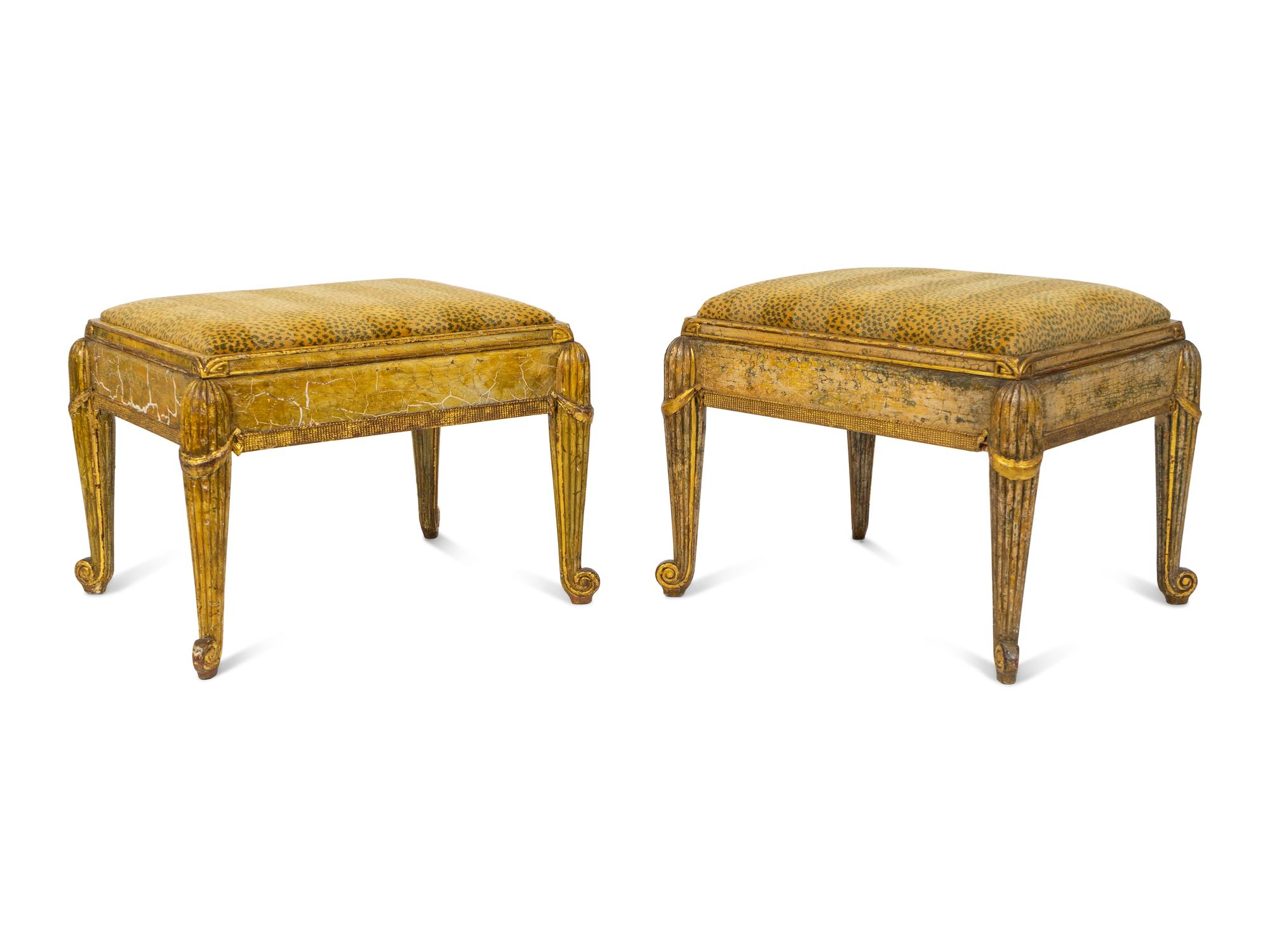 A Pair of Art Deco Giltwood Tabourets