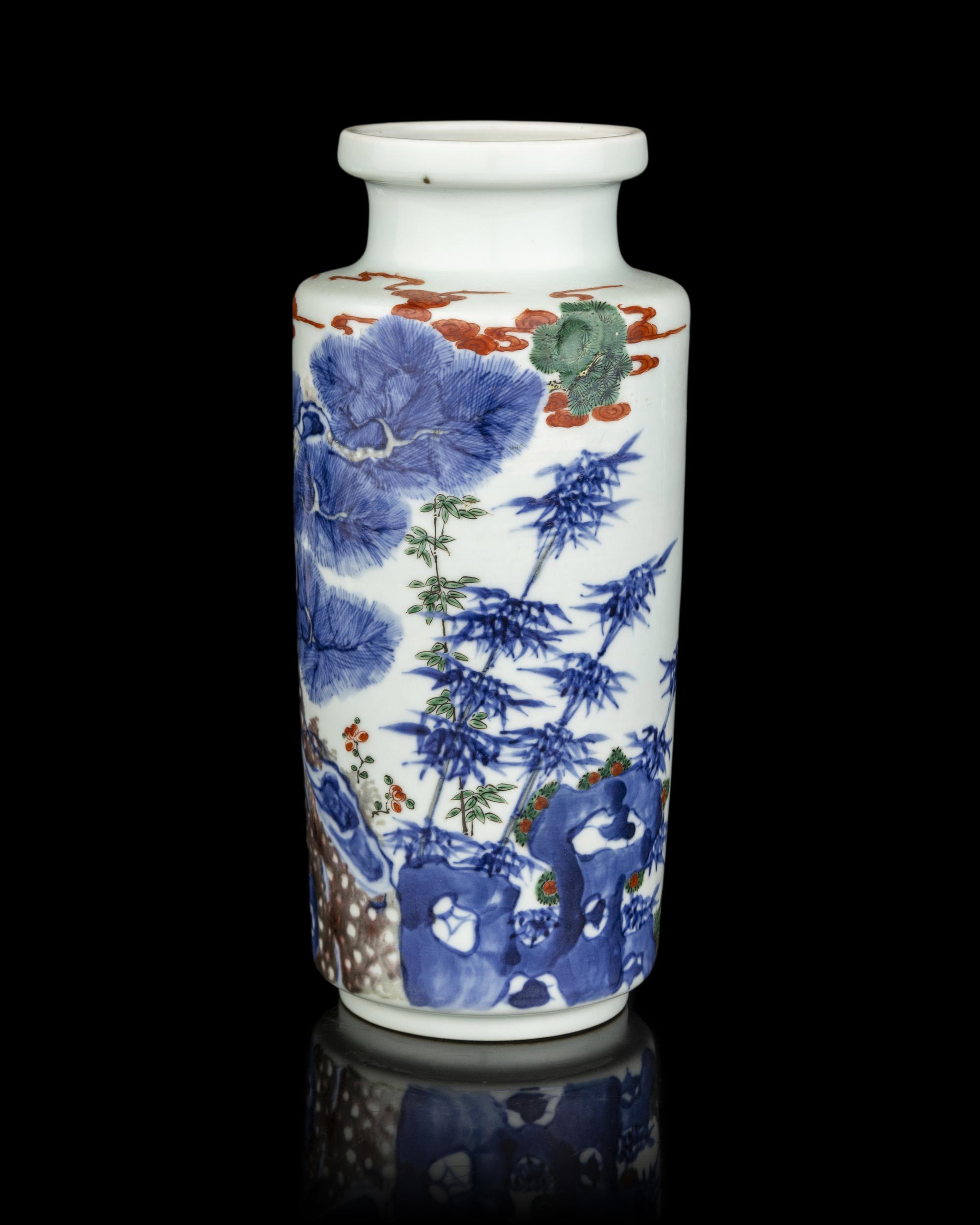 A Chinese Underglaze Red and Wucai Decorated Porcelain Vase