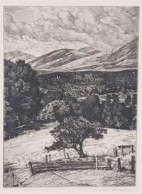 Luigi Lucioni, (Italian/American, 1900-1988), Two works: The Birch Grove and Steeple in the Mountains