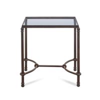 A Glass Mounted Metal Patio Low Table