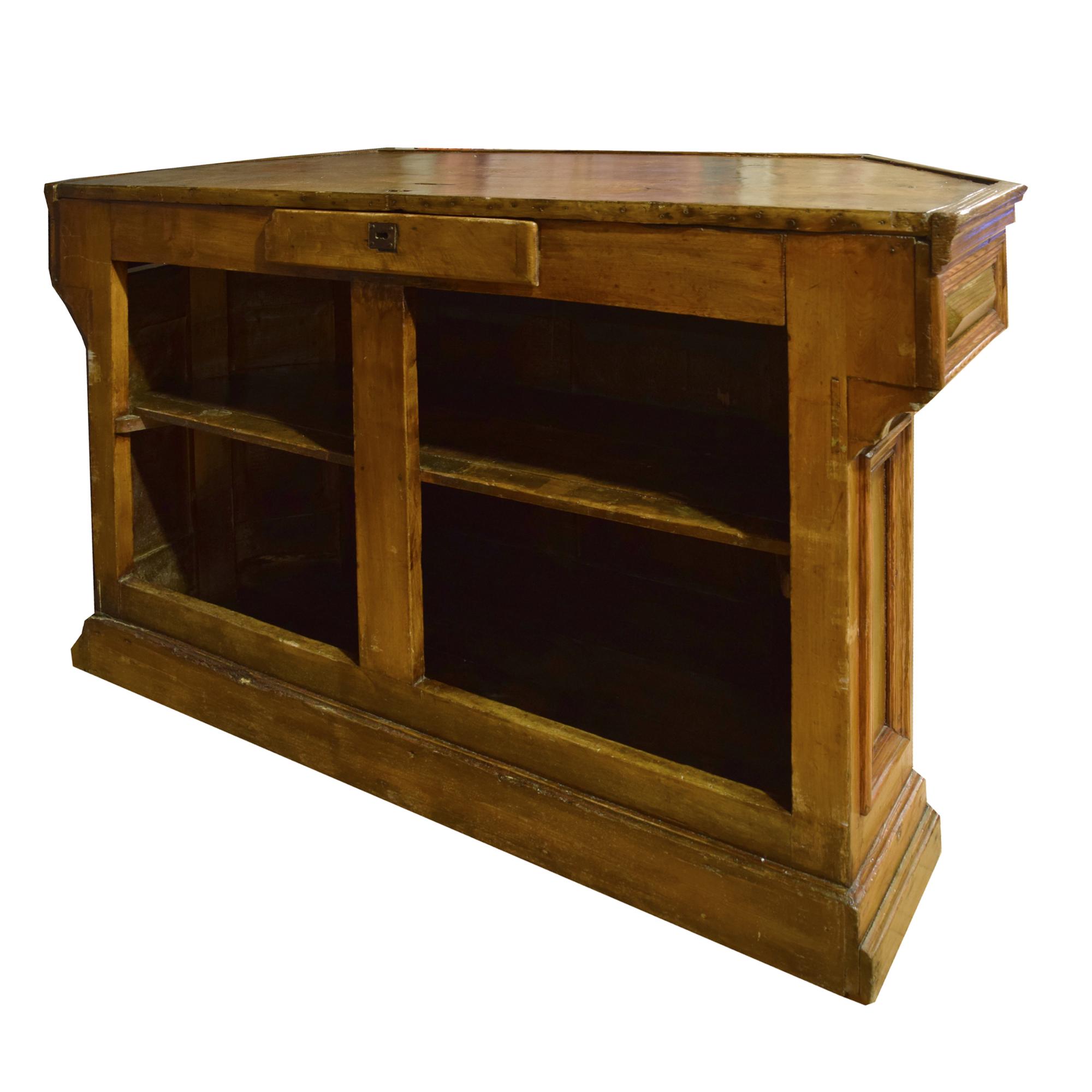 A Cafe Bar and Back Shelf 62.75" W x 22.5" D x 38" H — Italy, Early 19th Century