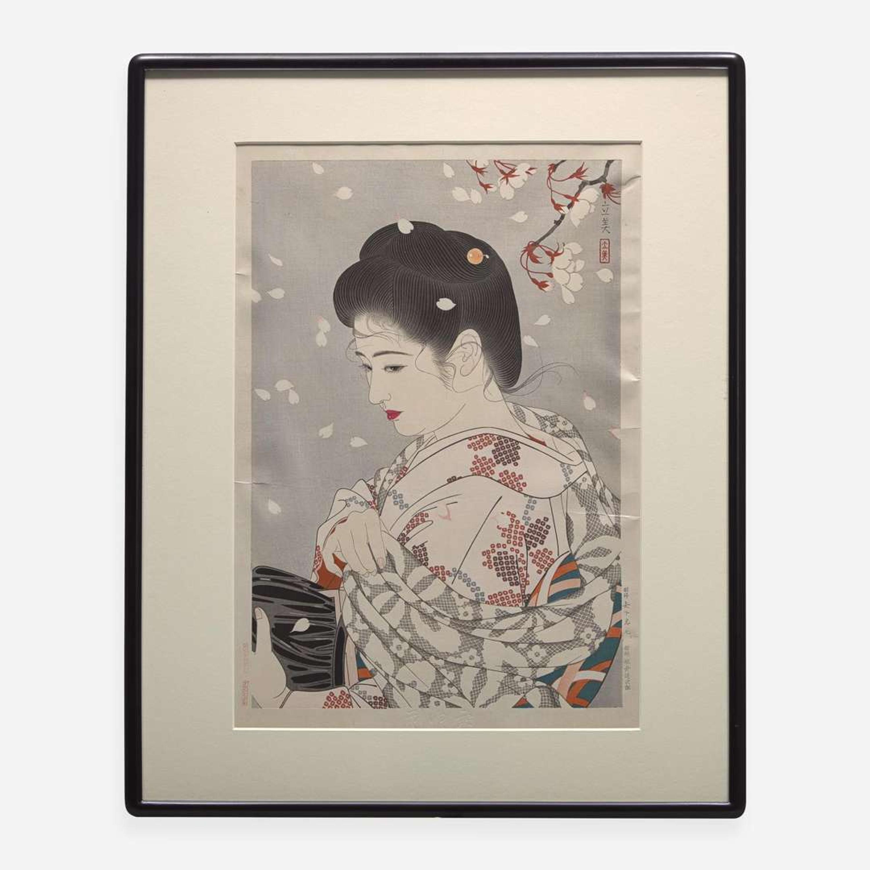 志村立美　色紙サイズ　絵画 Tatsumi Shimura 志村立美浮世绘一组四幅(Japanese b.1907-d.1980