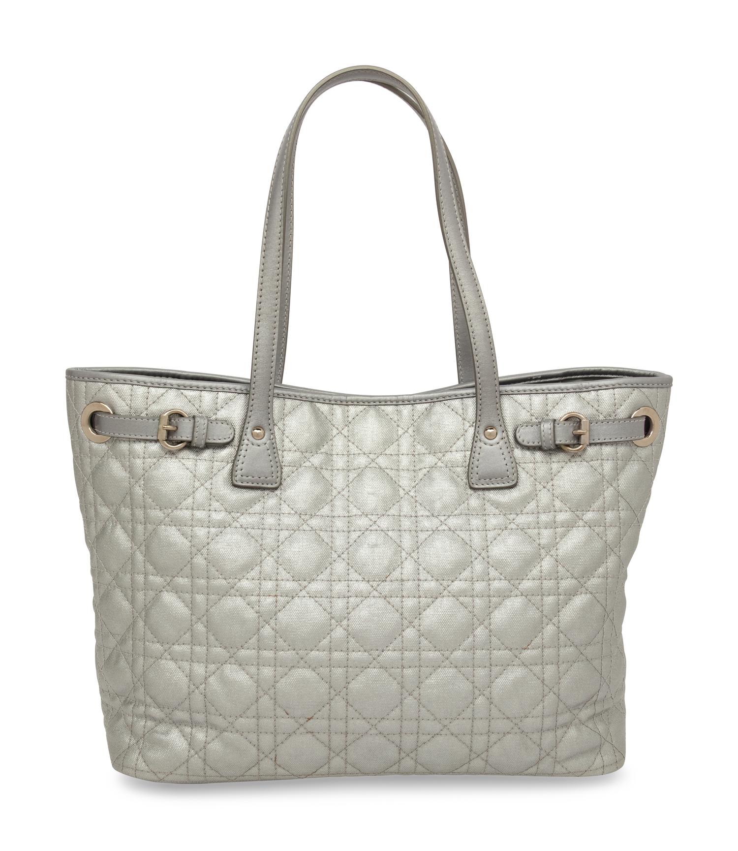 Christian Dior, Silver Canvas Quilted Tote