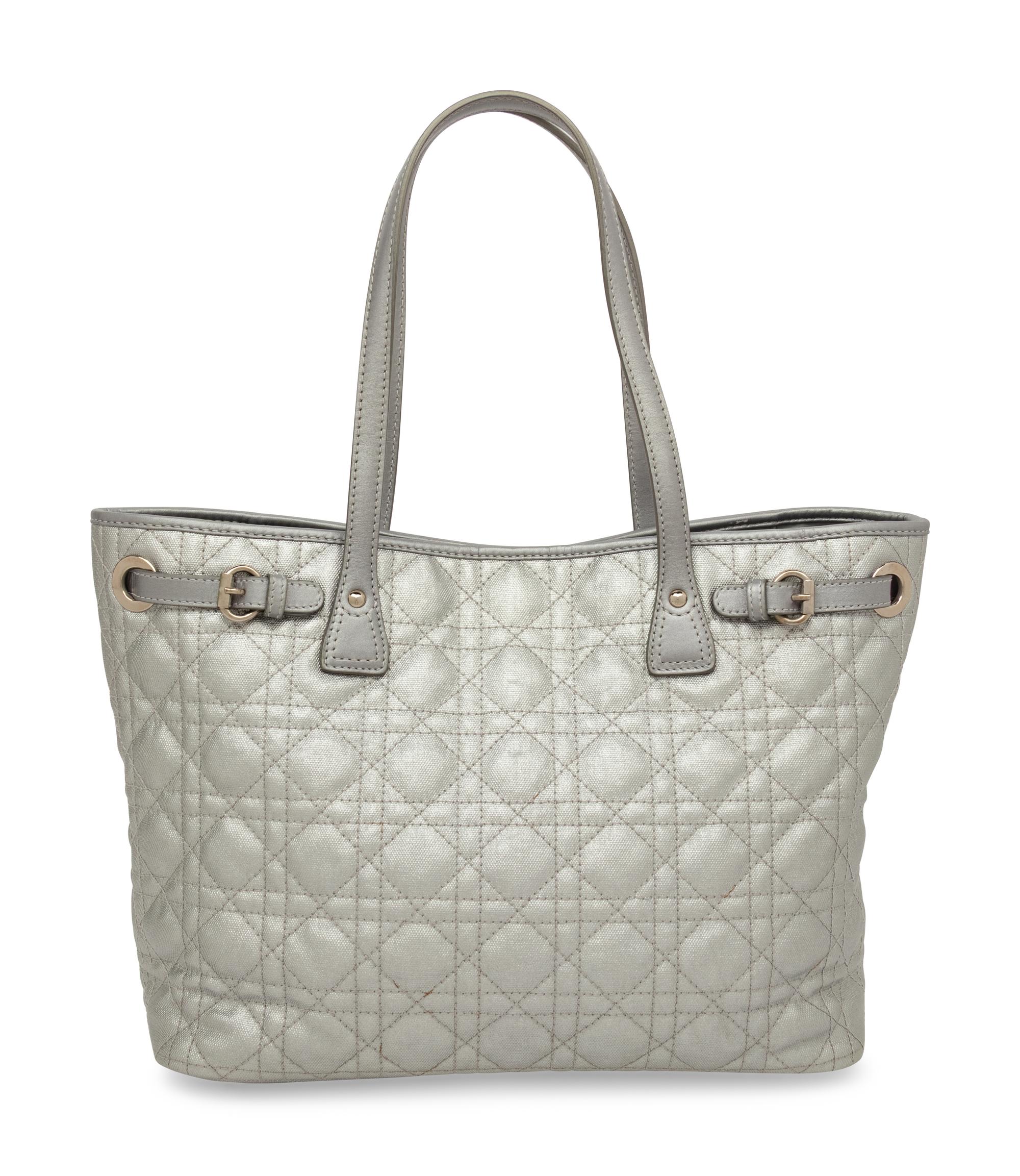Christian Dior, Silver Canvas Quilted Tote