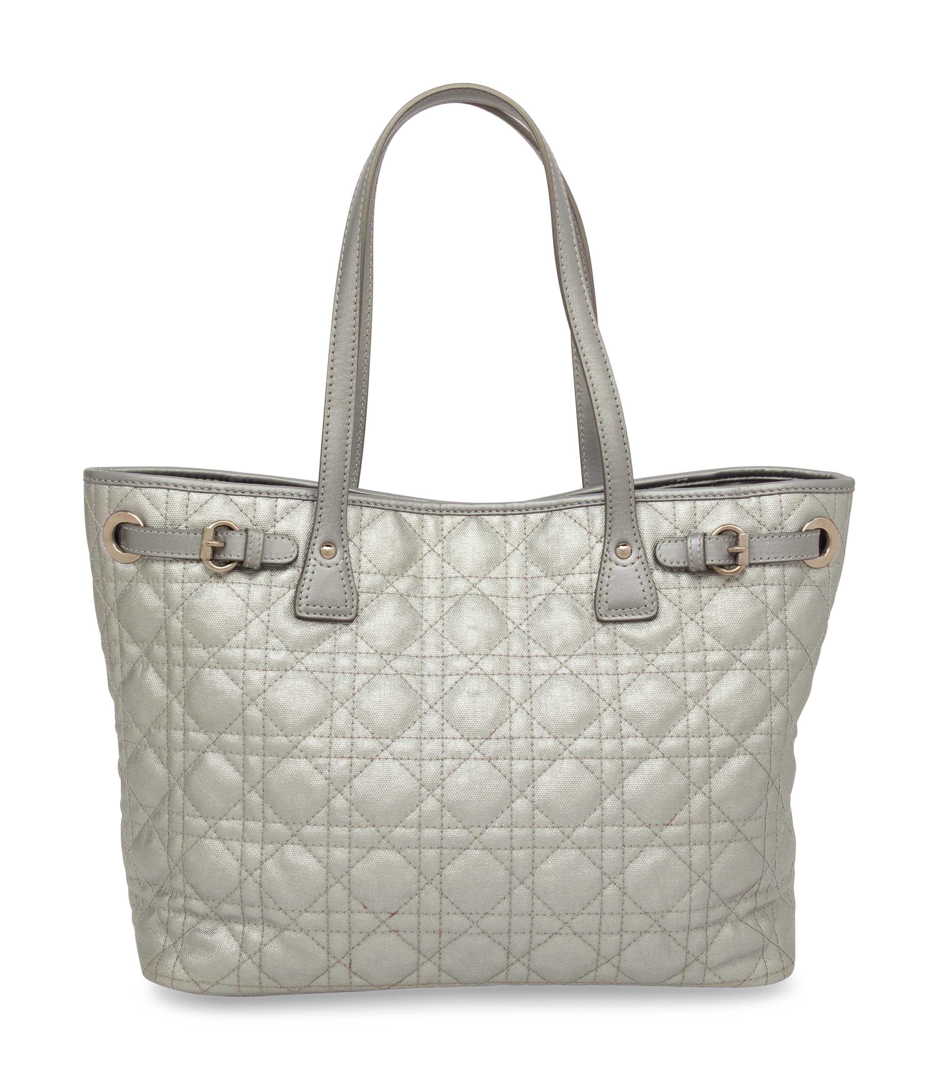 Christian Dior, Silver Canvas Quilted Tote