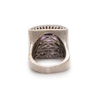 AMETHYST, DIAMOND, AND WHITE GOLD RING