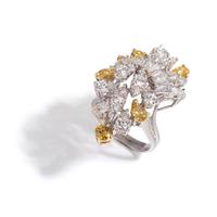DIAMOND AND YELLOW DIAMOND RING