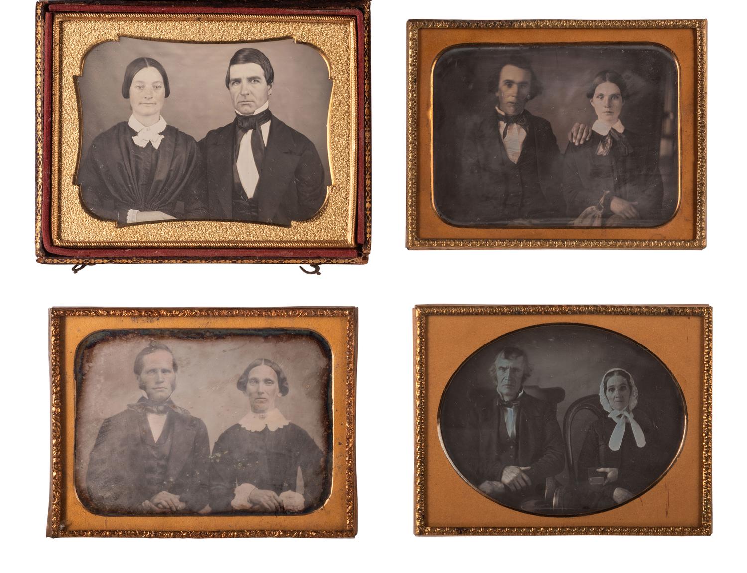 [EARLY PHOTOGRAPHY]. 16 quarter plate land-scape oriented daguerreotype portraits of couples.