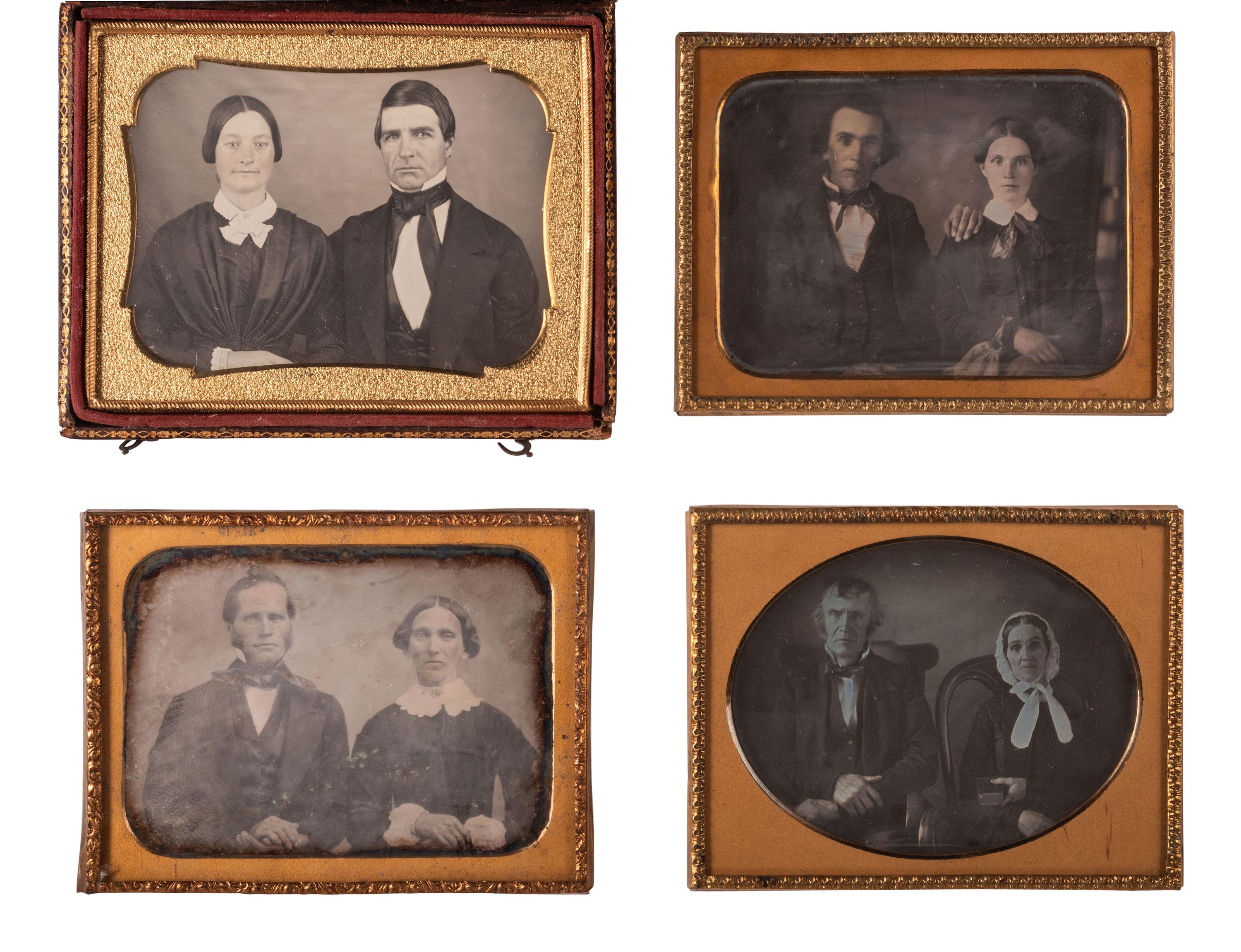[EARLY PHOTOGRAPHY]. 16 quarter plate land-scape oriented daguerreotype portraits of couples.