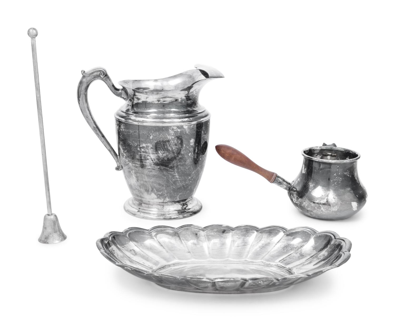 Three Silver-Plate Articles and a Silver Bread Tray