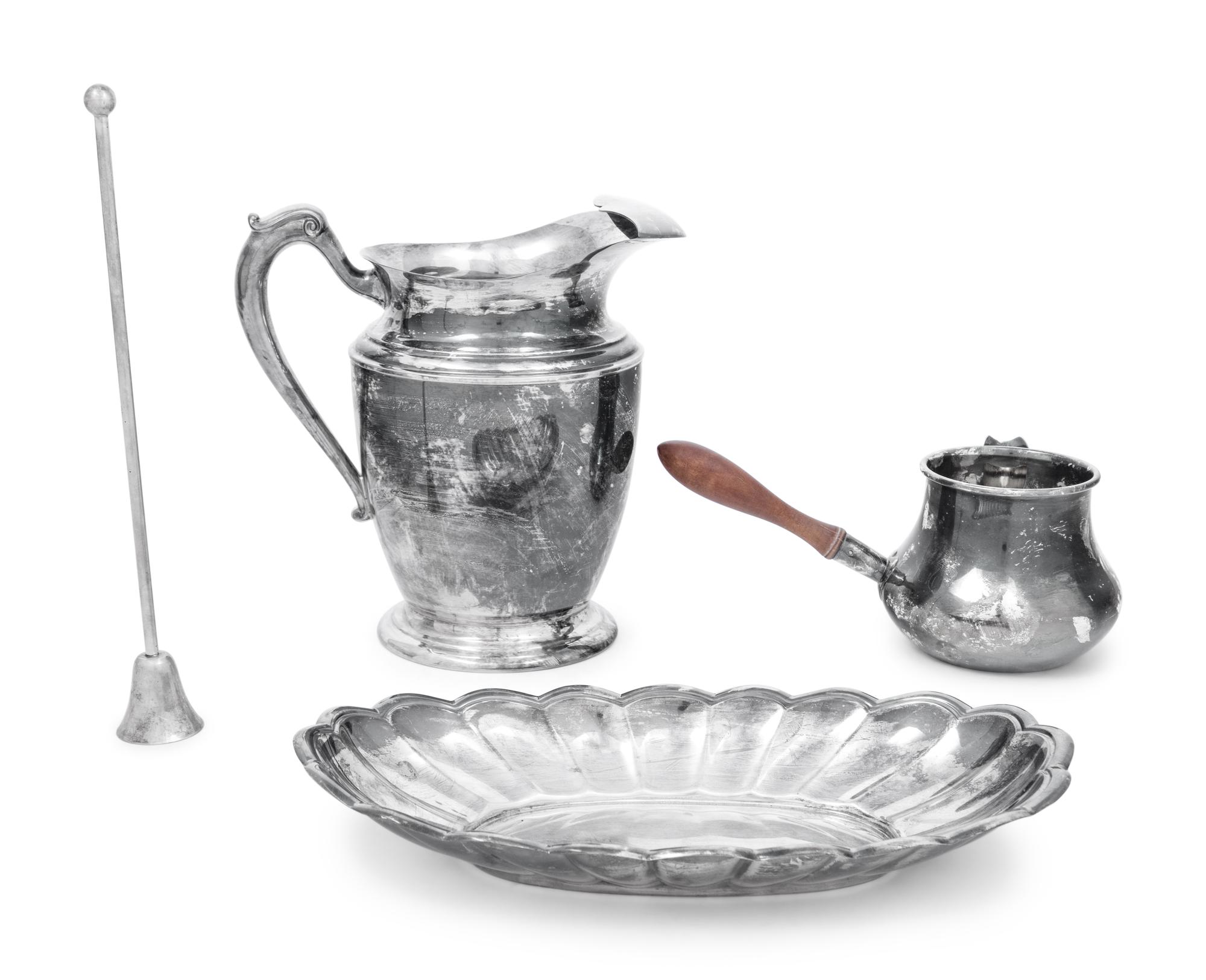 Three Silver-Plate Articles and a Silver Bread Tray