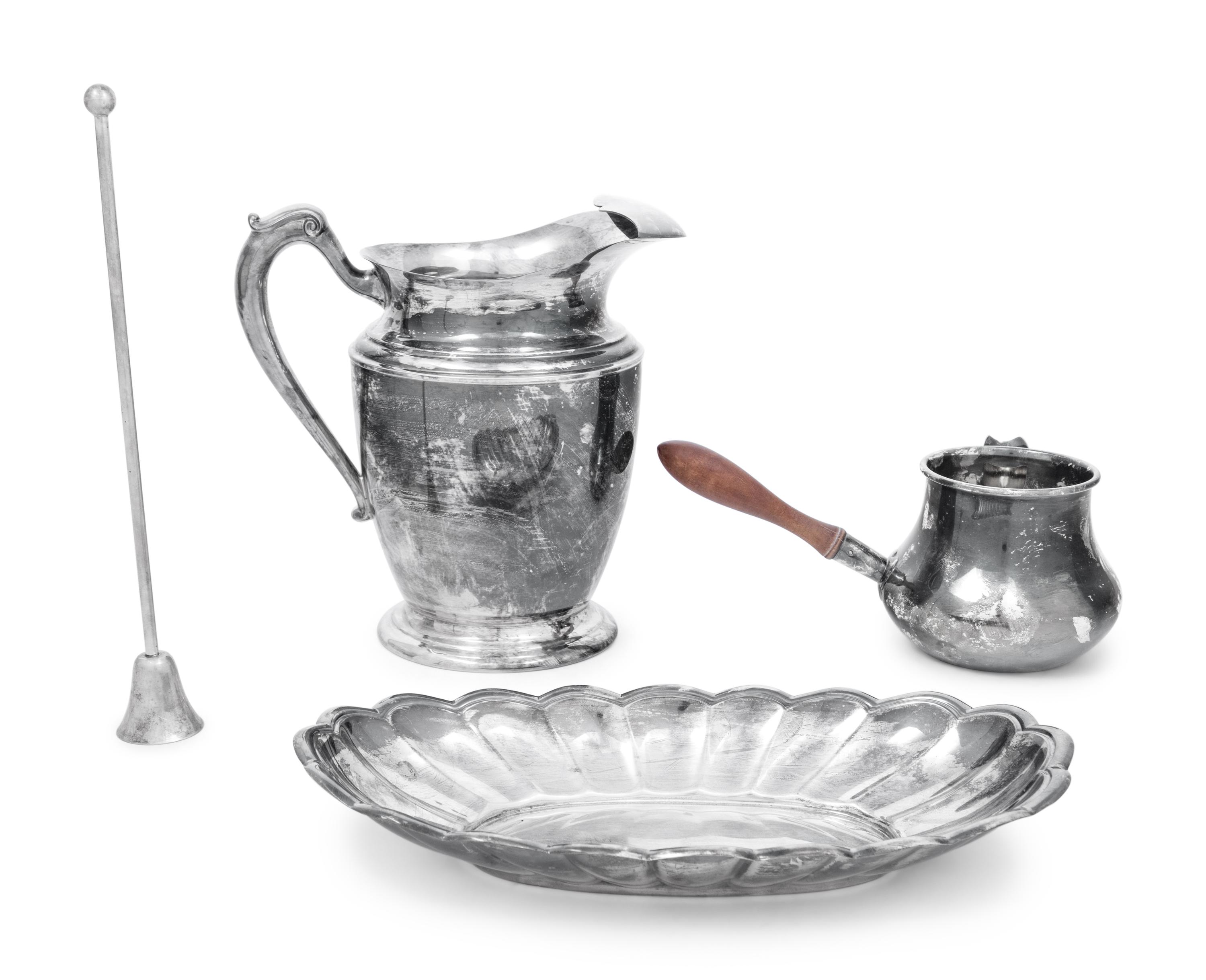 Three Silver-Plate Articles and a Silver Bread Tray
