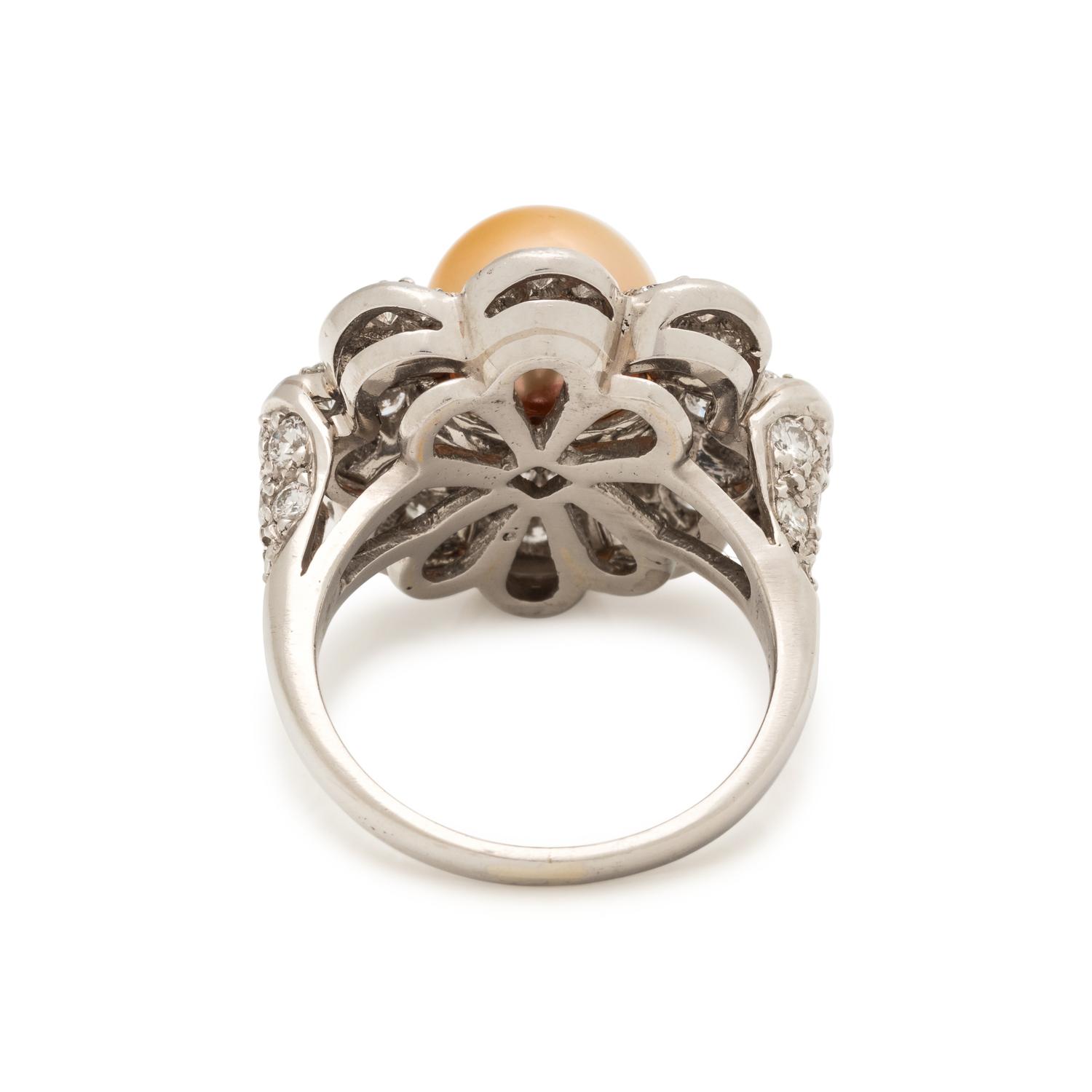 CULTURED PEARL AND DIAMOND RING