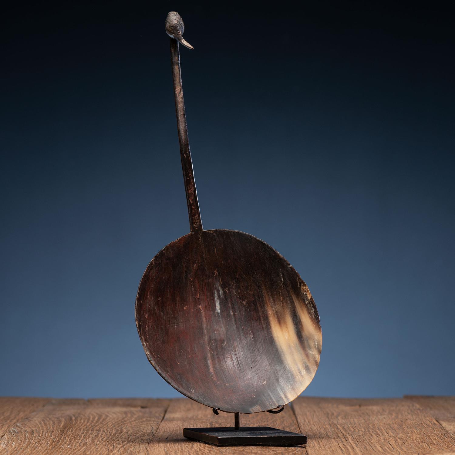 Sioux Buffalo Horn Ladle, with Crane Effigy
