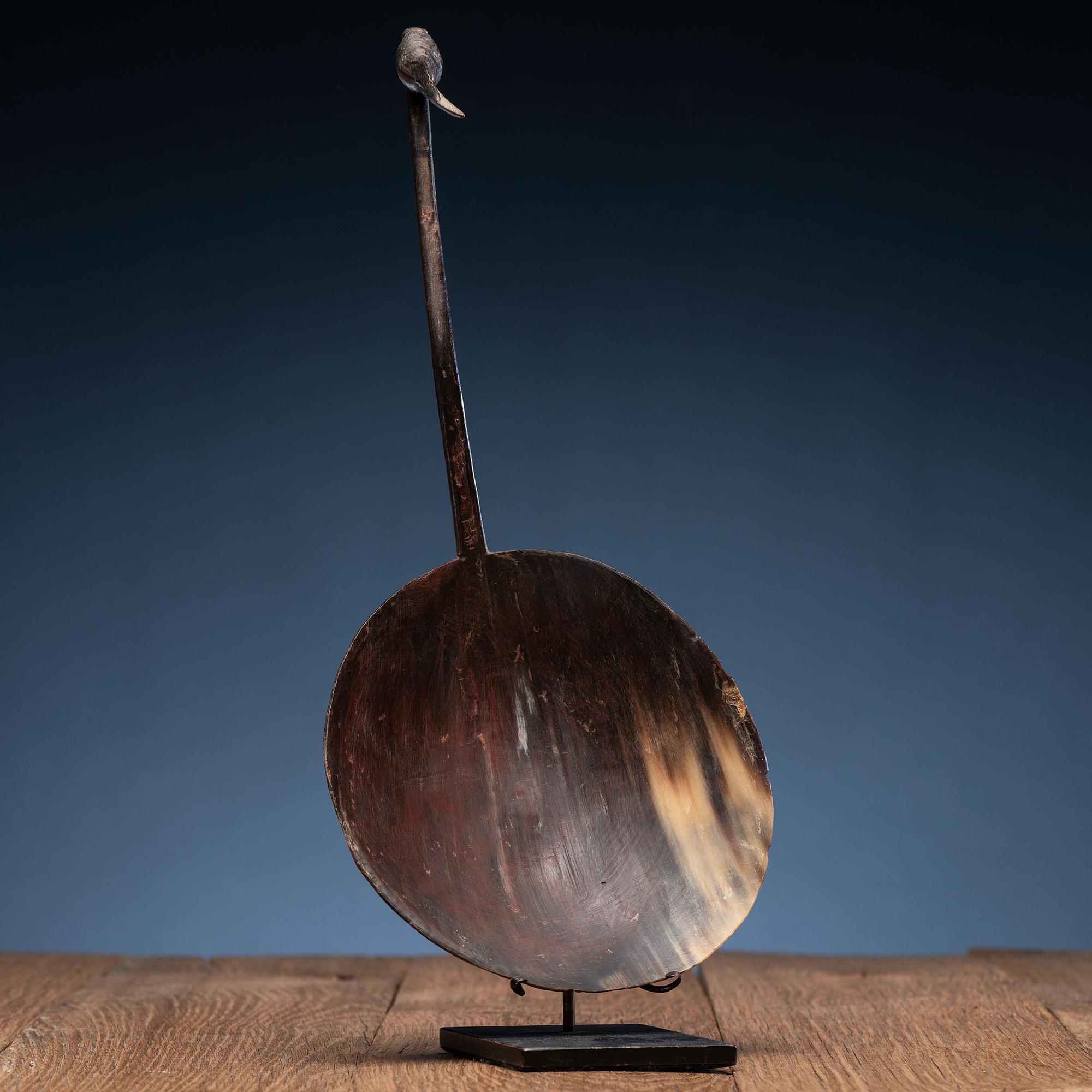 Sioux Buffalo Horn Ladle, with Crane Effigy