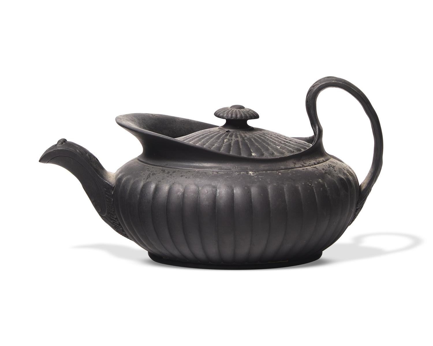 A Wedgwood Black Basalt Lobed Teapot