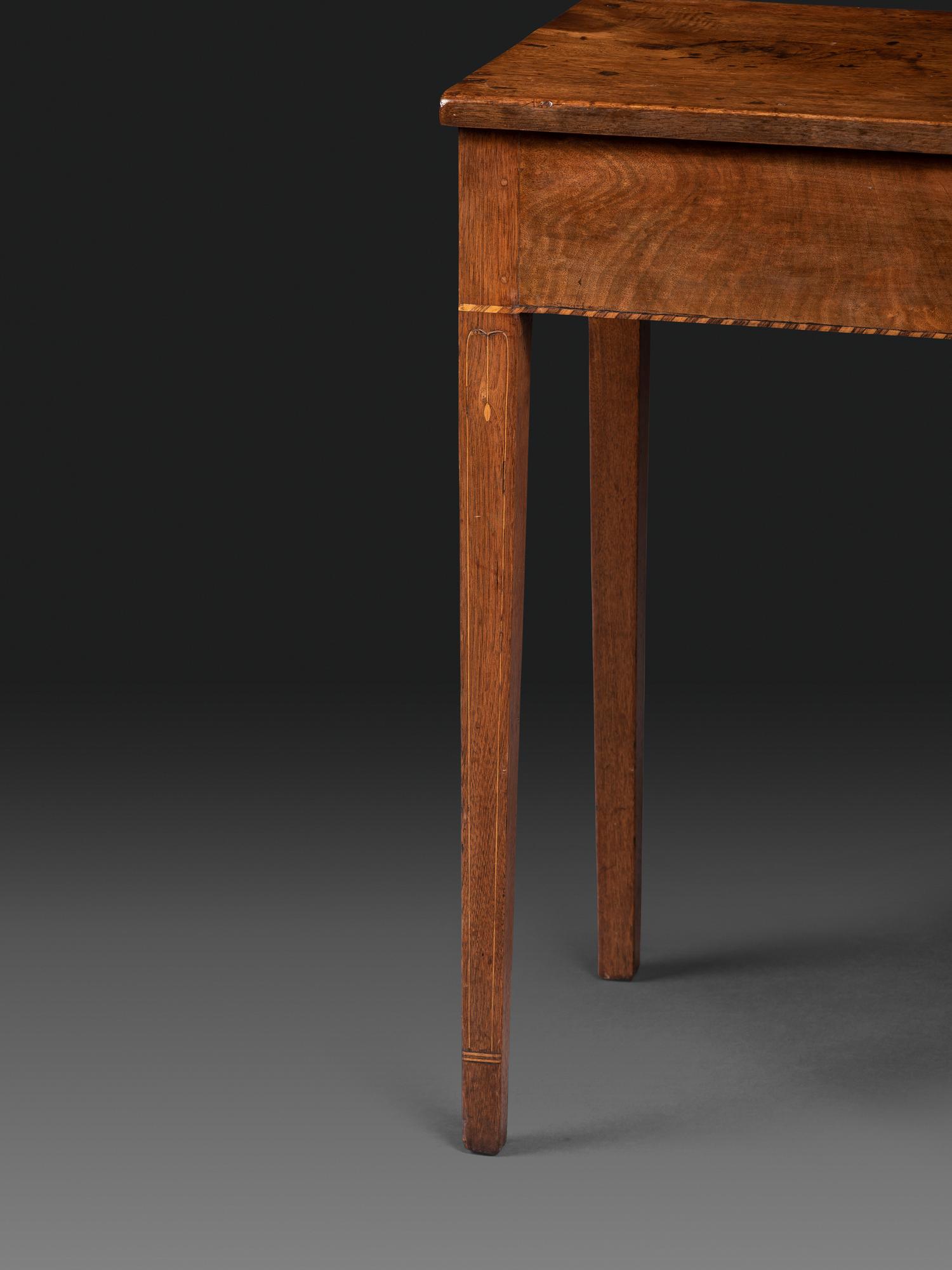 A Federal Barber’s Pole, Line and Leaf Inlaid Walnut Side Table