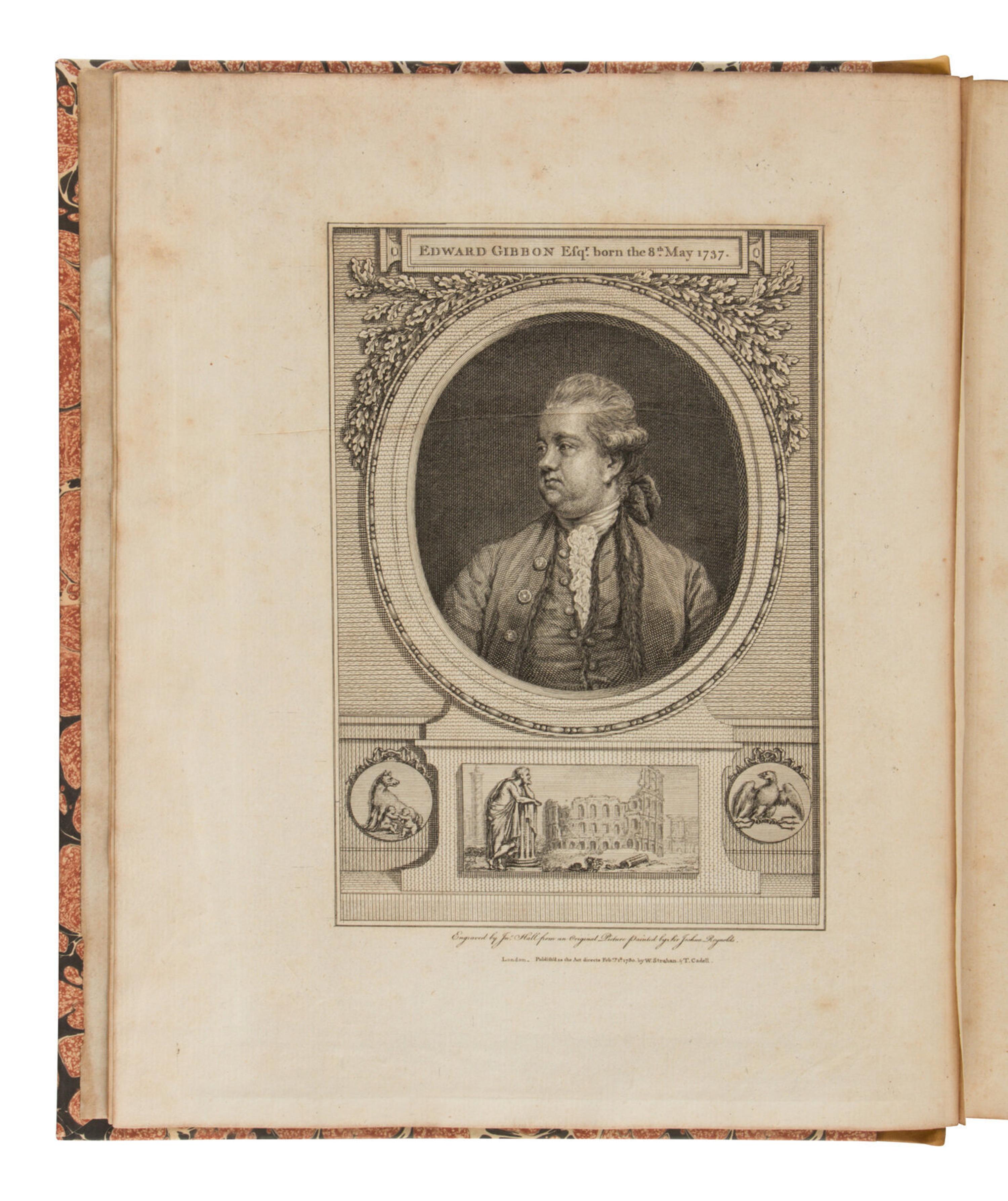 GIBBON, Edward (1737-1794). History of the Decline and Fall of the Roman Empire, Volume the First [-Sixth] . London: W. Strahan & T. Cadell, 1776-1788.
