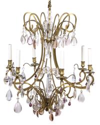 A Louis XVI Style Gilt Bronze Six-Light Chandelier Height 38 x diameter 23 inches. — 19TH CENTURY