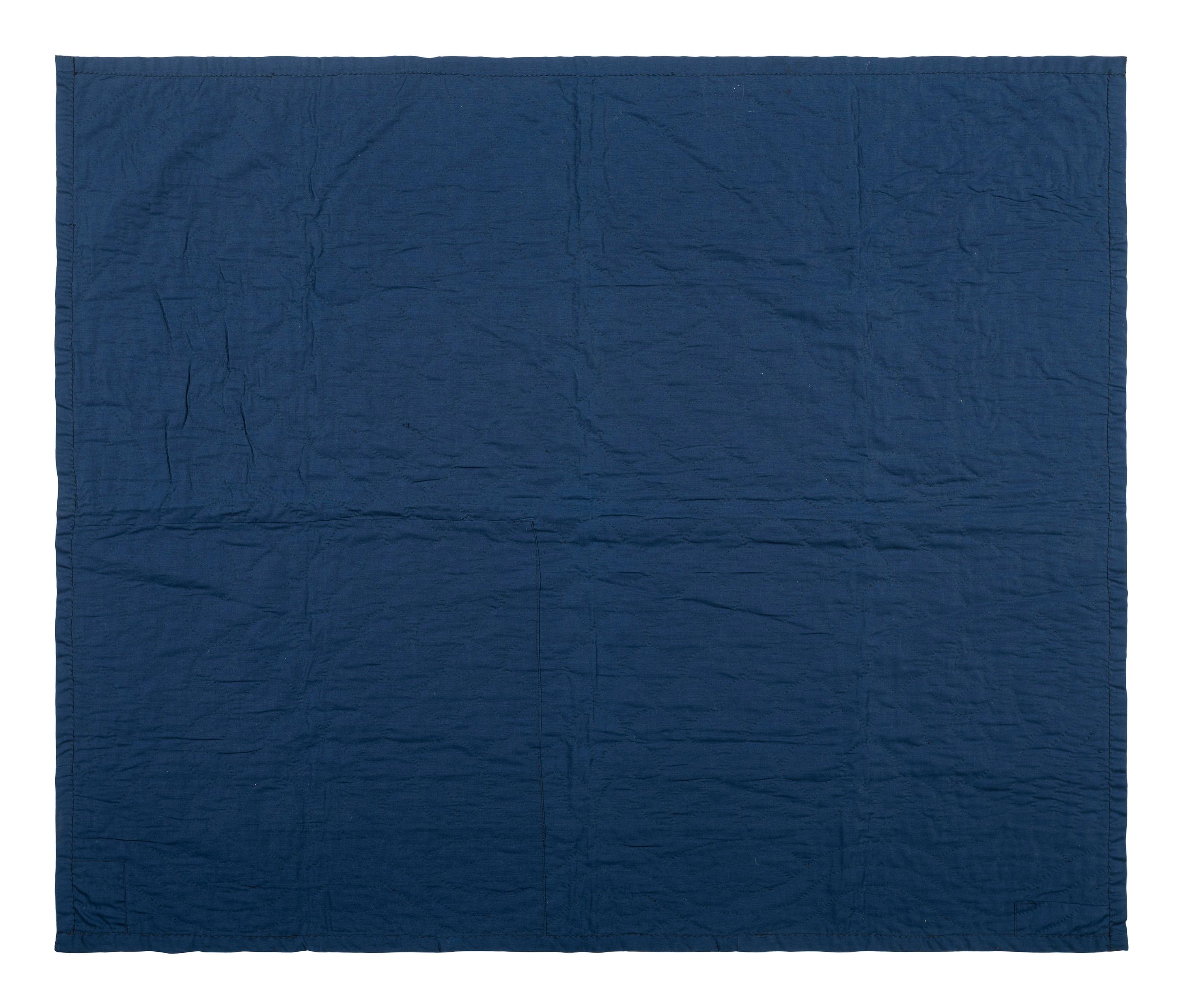 A Child's Black and Blue Satin and Cotton Quilt