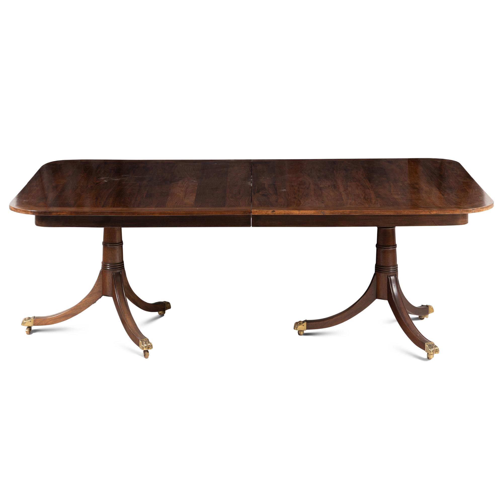 An English Mahogany Double-Pedestal Dining Table