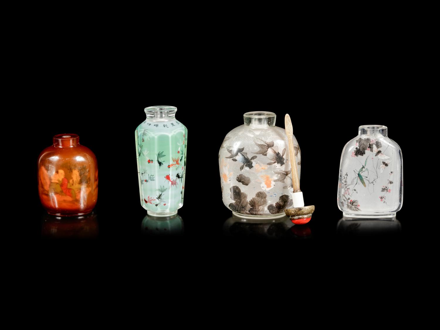 Four Chinese Inside Painted Glass Snuff Bottles