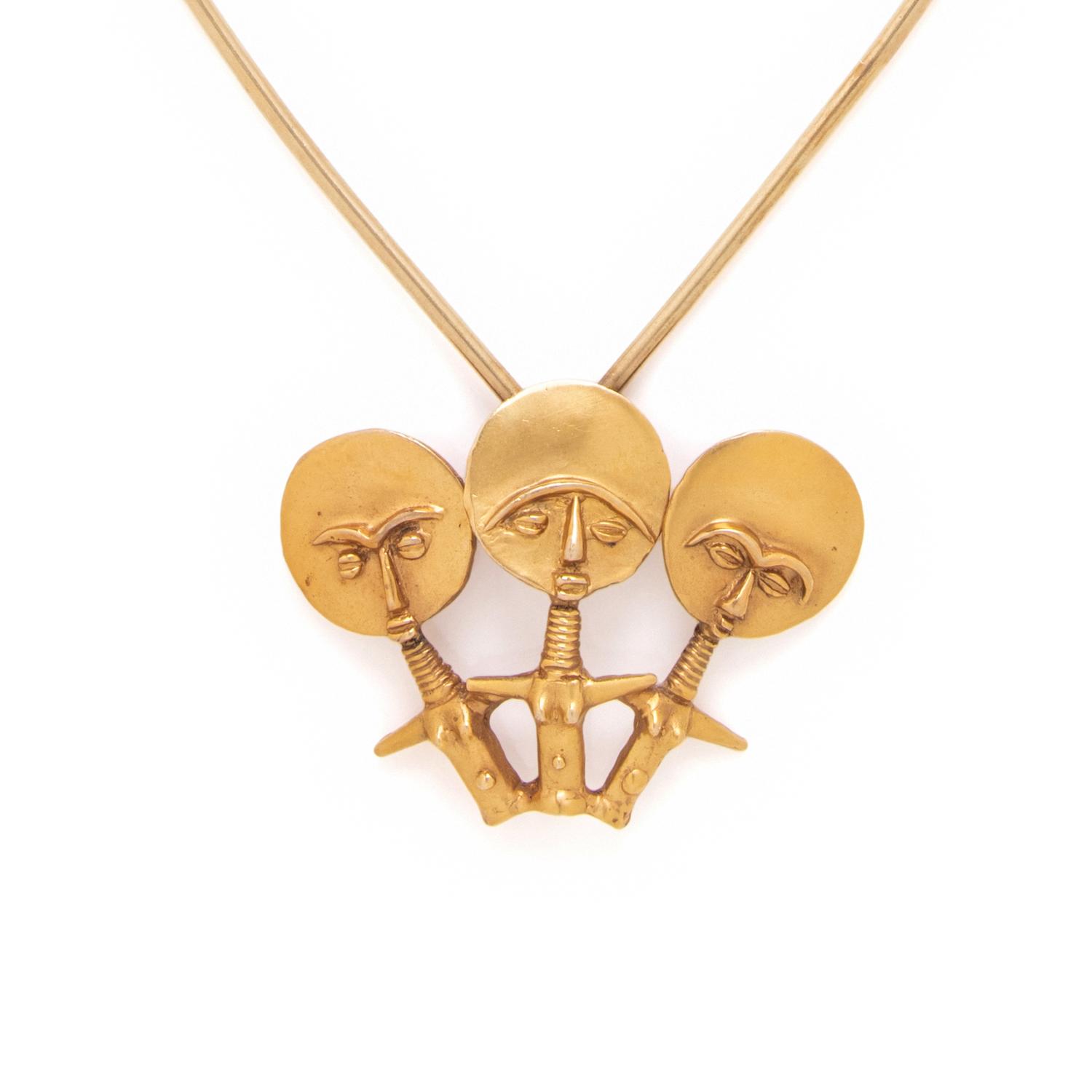 ERIC DE KOLB, YELLOW GOLD PENDANT NECKLACE