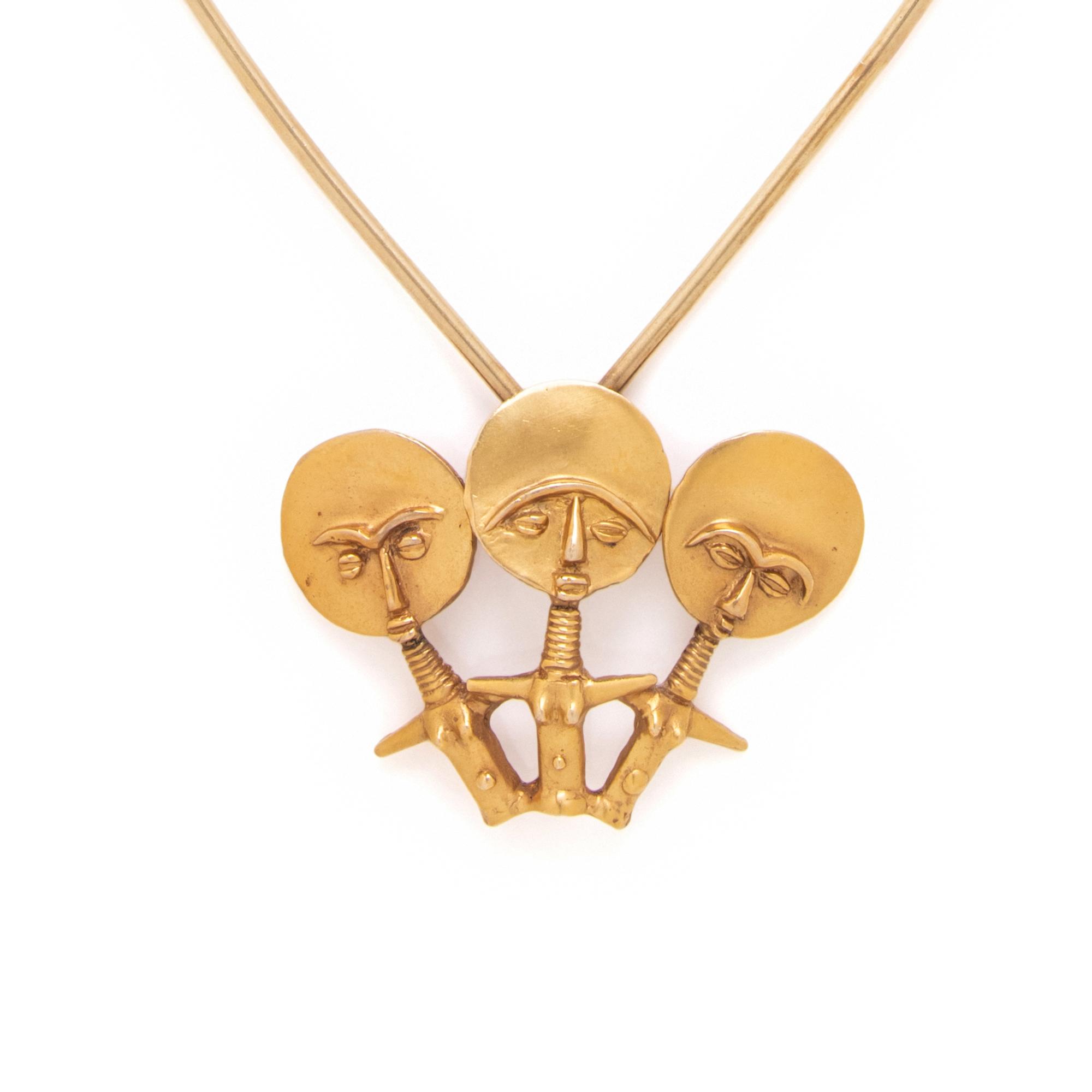 ERIC DE KOLB, YELLOW GOLD PENDANT NECKLACE