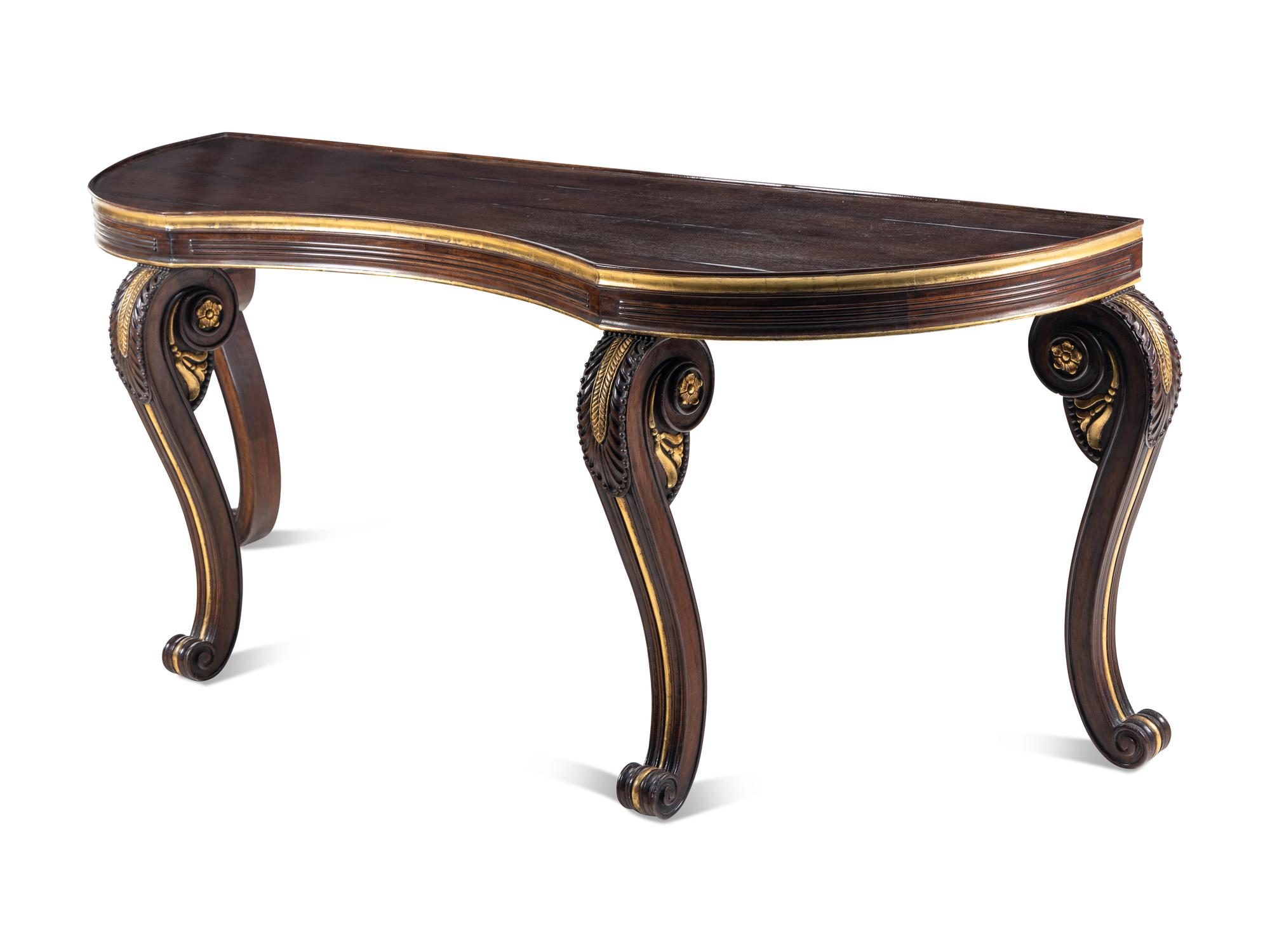 A Dessin Fournir Parcel-Gilt Walnut Console Table