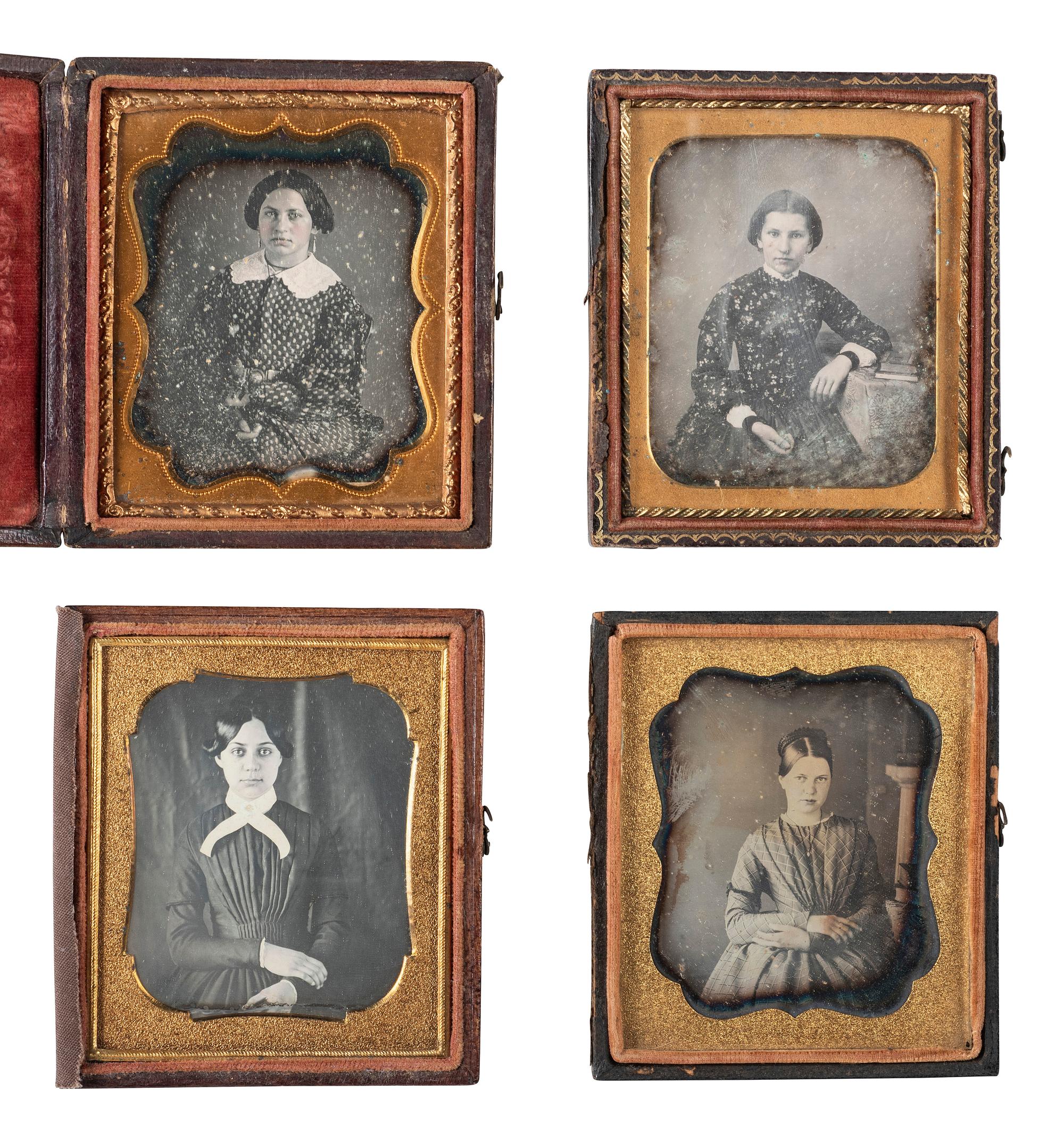 [EARLY PHOTOGRAPHY]. 28 sixth plate daguerreotypes of lovely young women.
