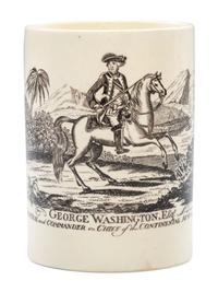 A Rare Liverpool Transfer-Printed George Washington Equestrian Mug