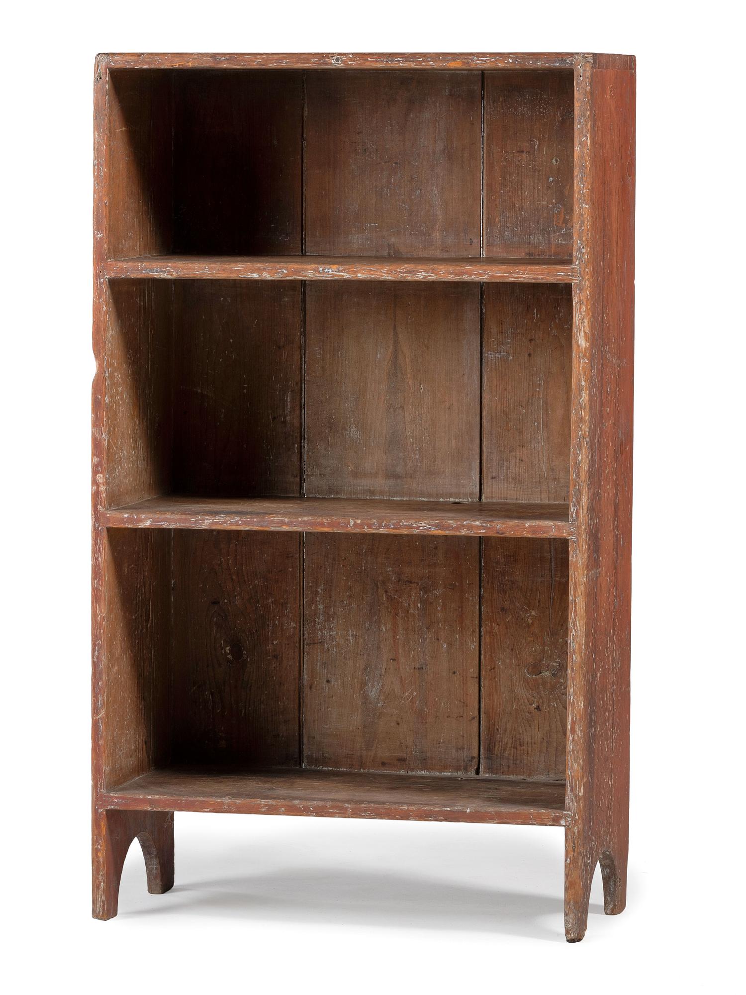 A Country Red-Stained Four-Tier Bucket Shelf