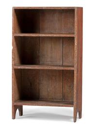 A Country Red-Stained Four-Tier Bucket Shelf