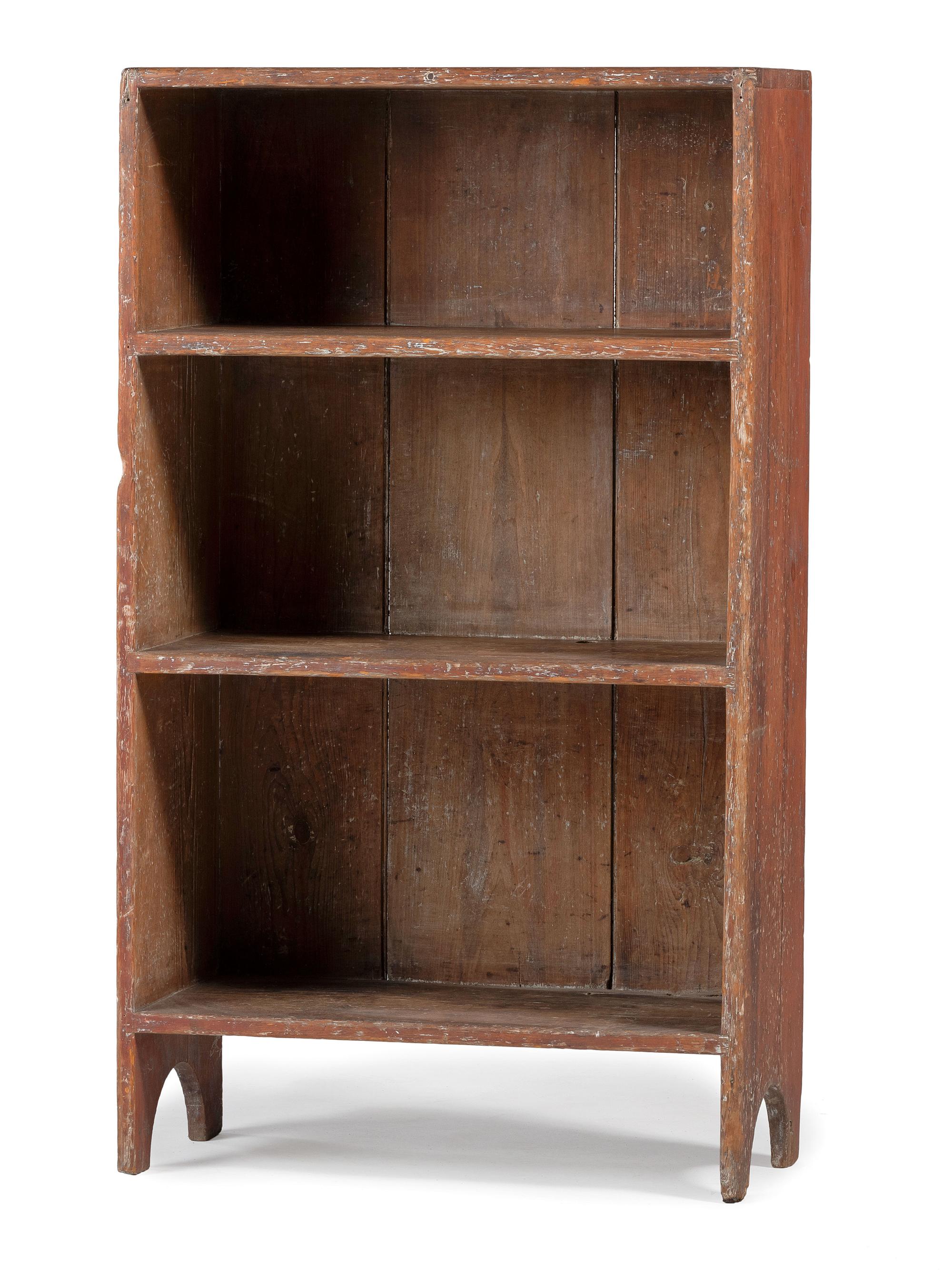 A Country Red-Stained Four-Tier Bucket Shelf