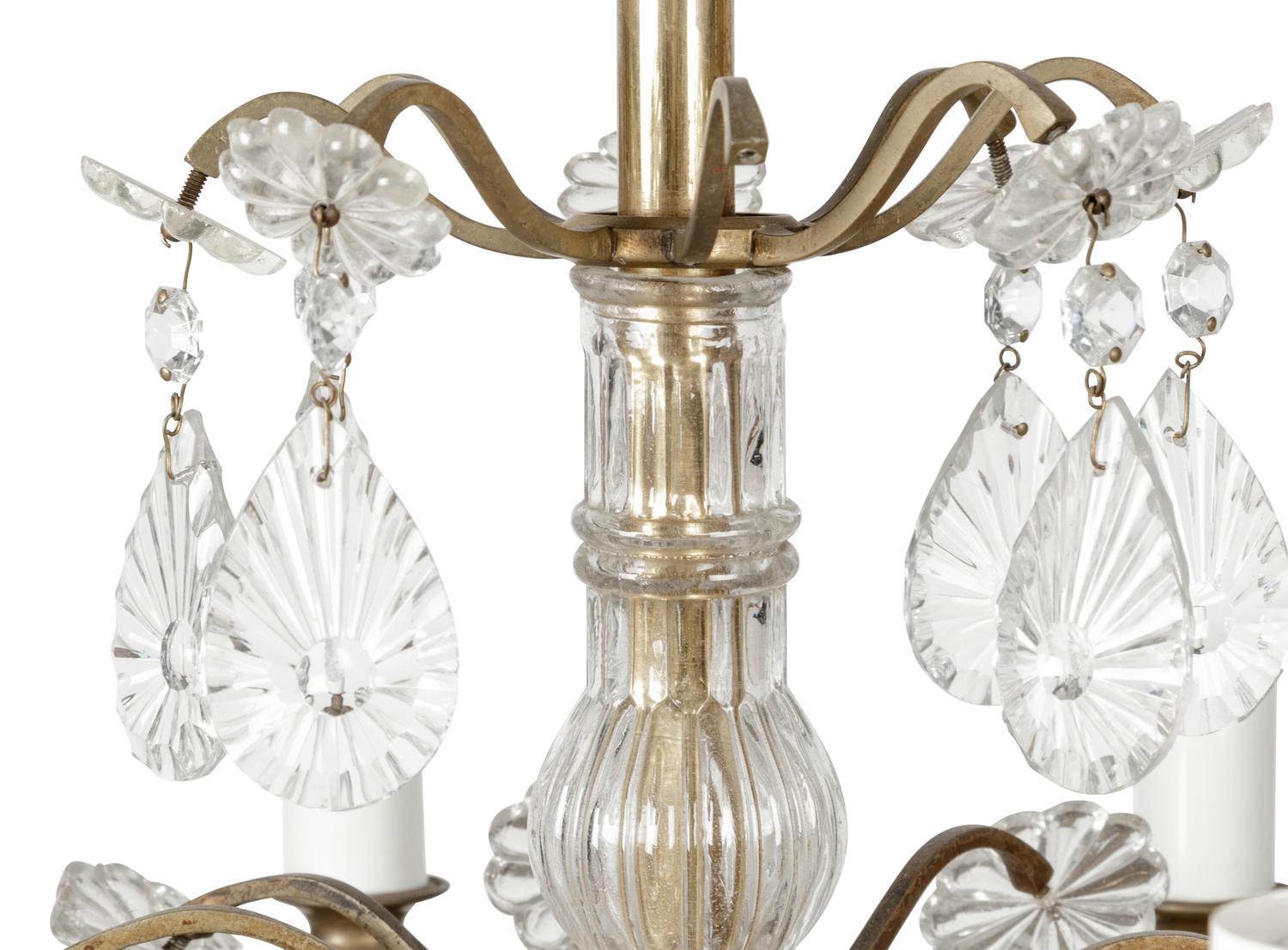 A Continental Bronze and Cut Glass Twenty-Four-Light Chandelier