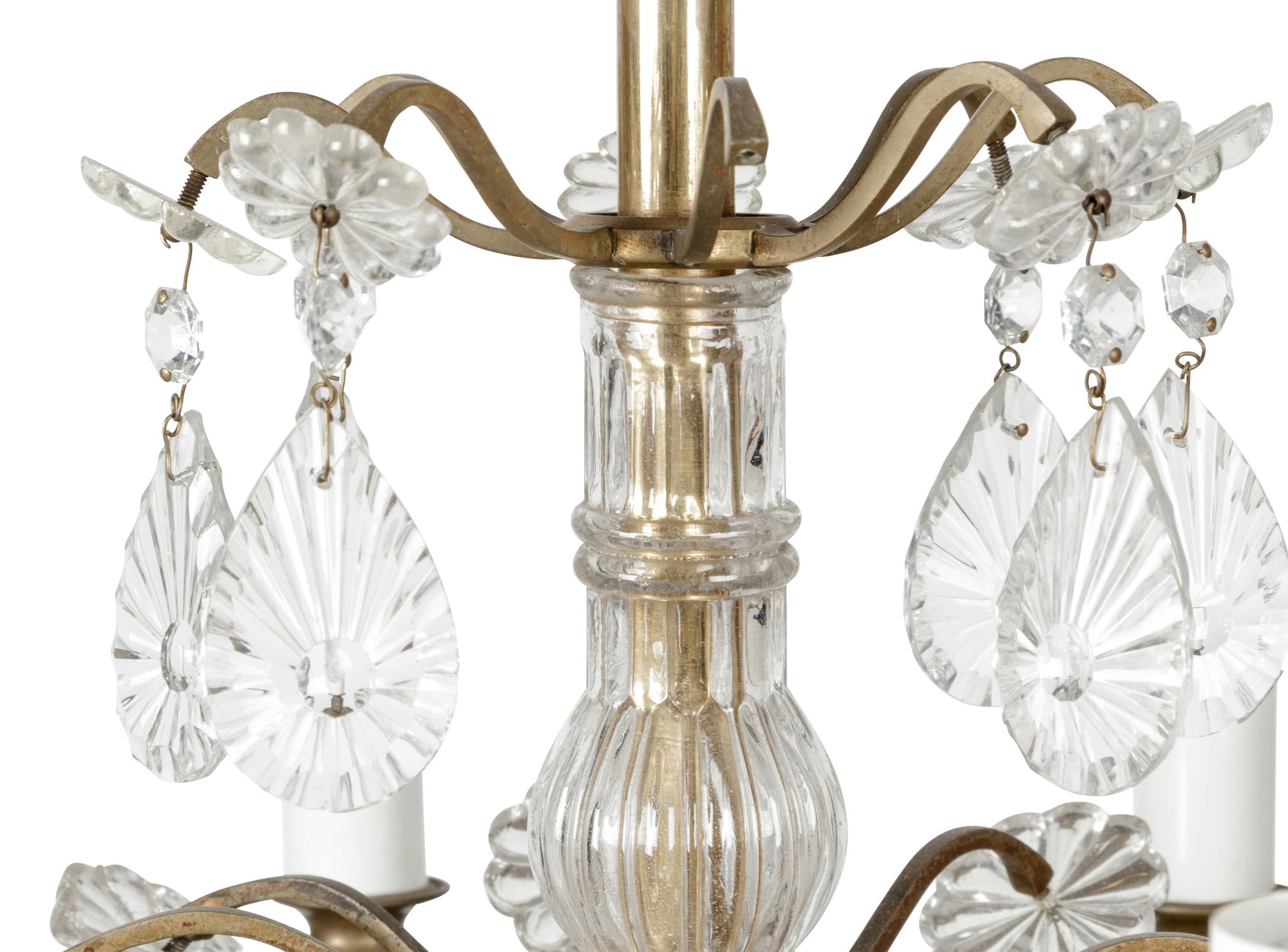 A Continental Bronze and Cut Glass Twenty-Four-Light Chandelier