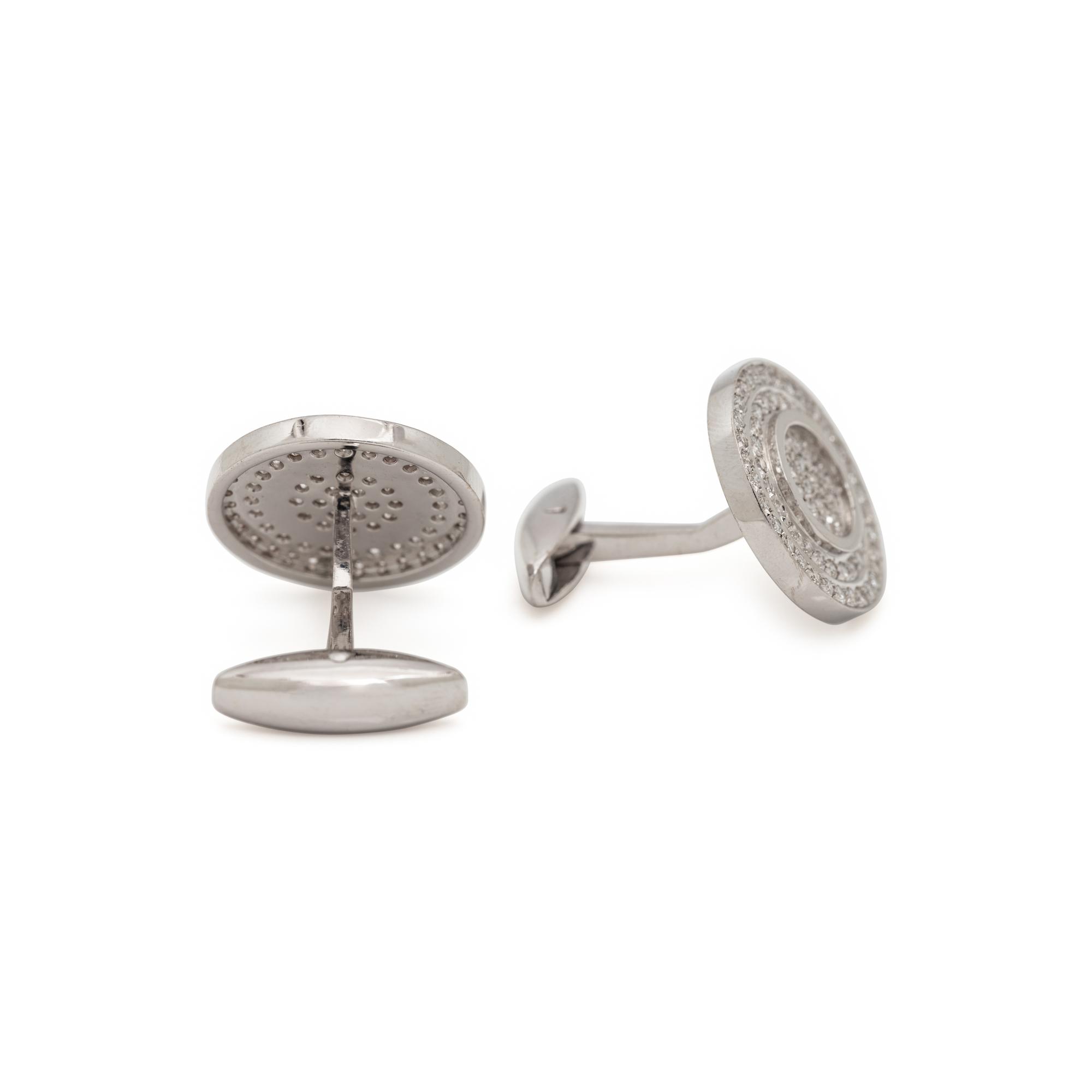 WHITE GOLD AND DIAMOND CUFFLINKS