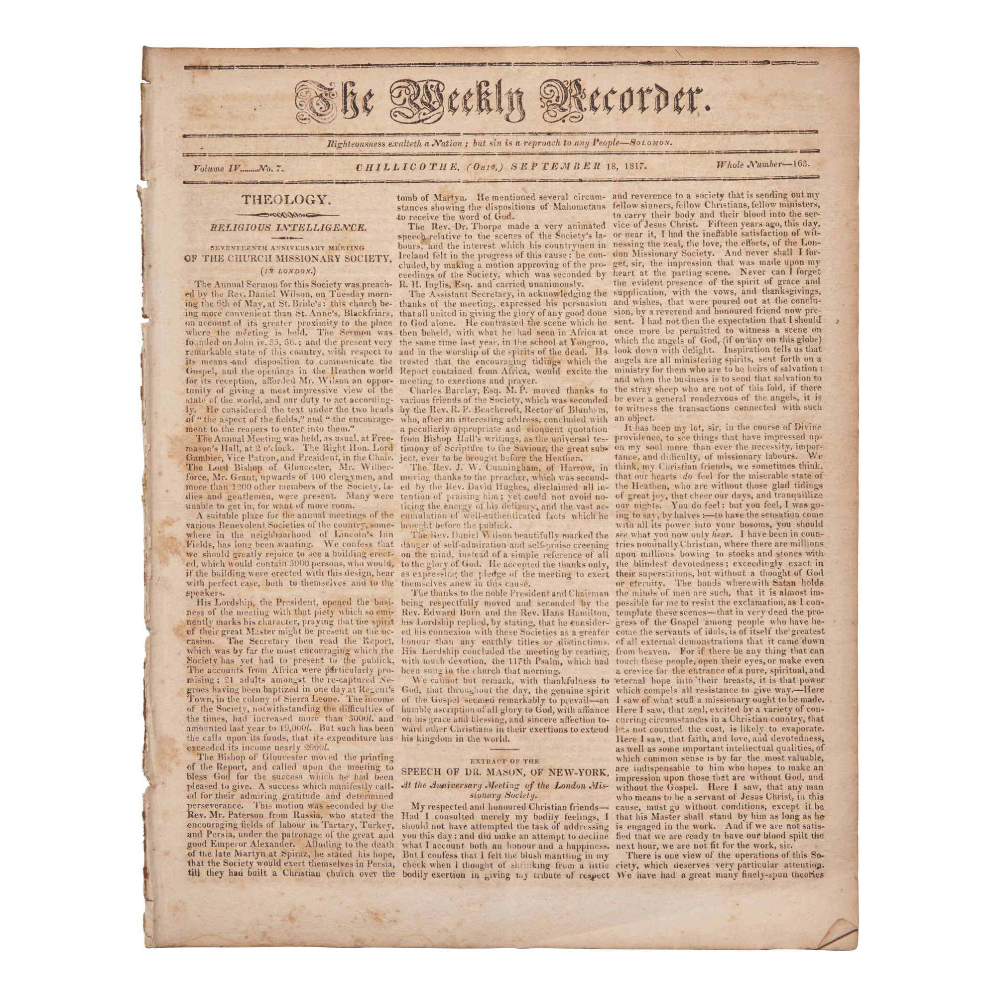 [African-Americana] [Anti-Colonization] Reporting on the January 15, 1817 Mass Meeting at Mother Bethel A.M.E. Church in Philadelphia, the First Large-Scale Black Protest in the United States