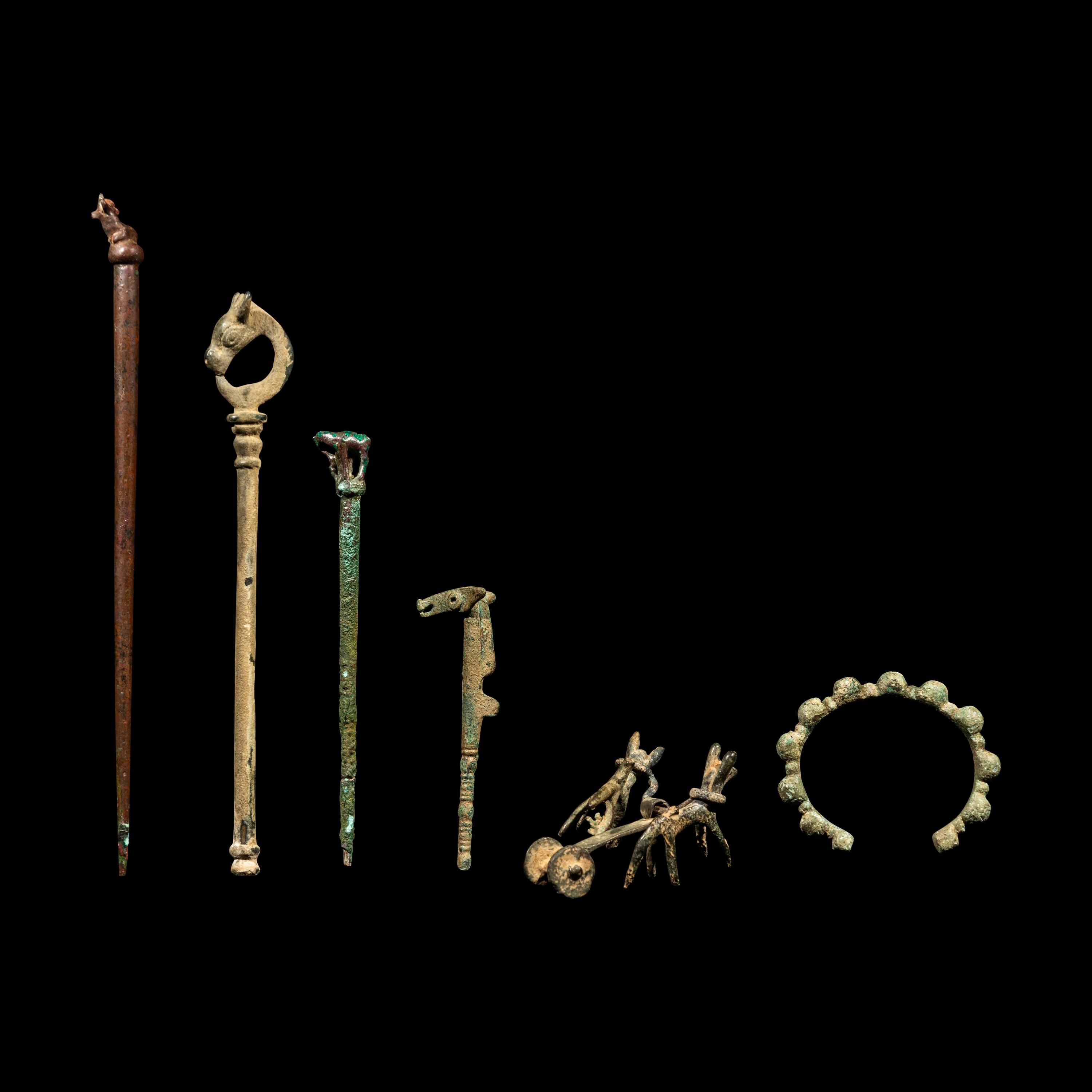 Six Near Eastern and Western Asiatic Bronze Items